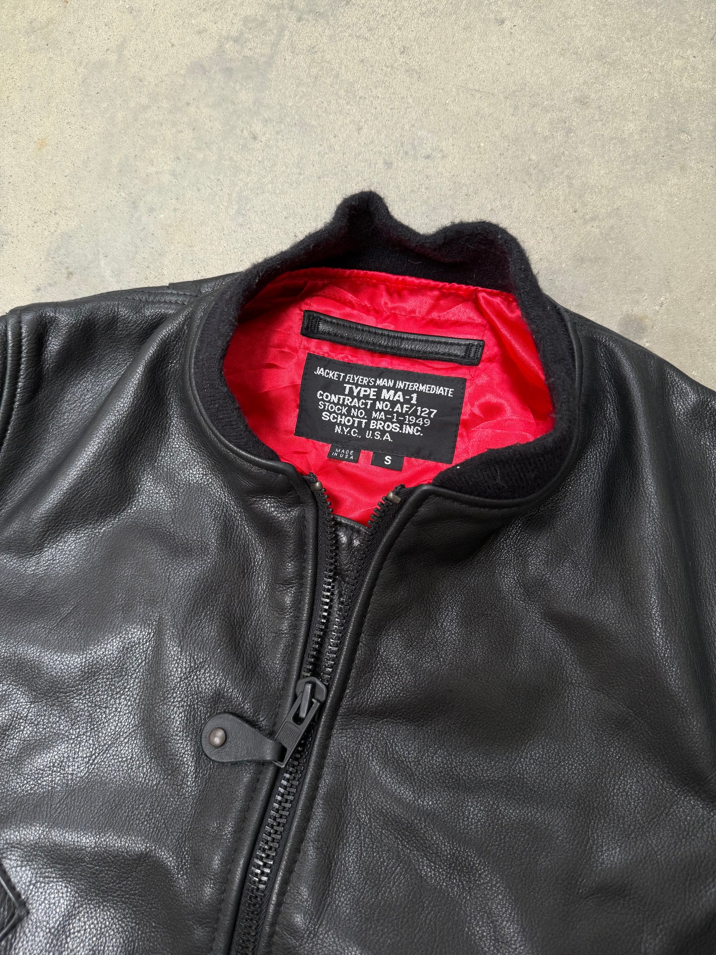 1990s Schott Reversible Leather MA-1 Flight Jacket - S
