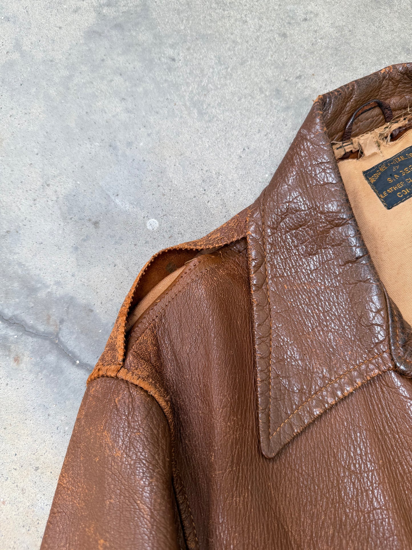 1940s Singer Branded Brown Leather Jacket - M