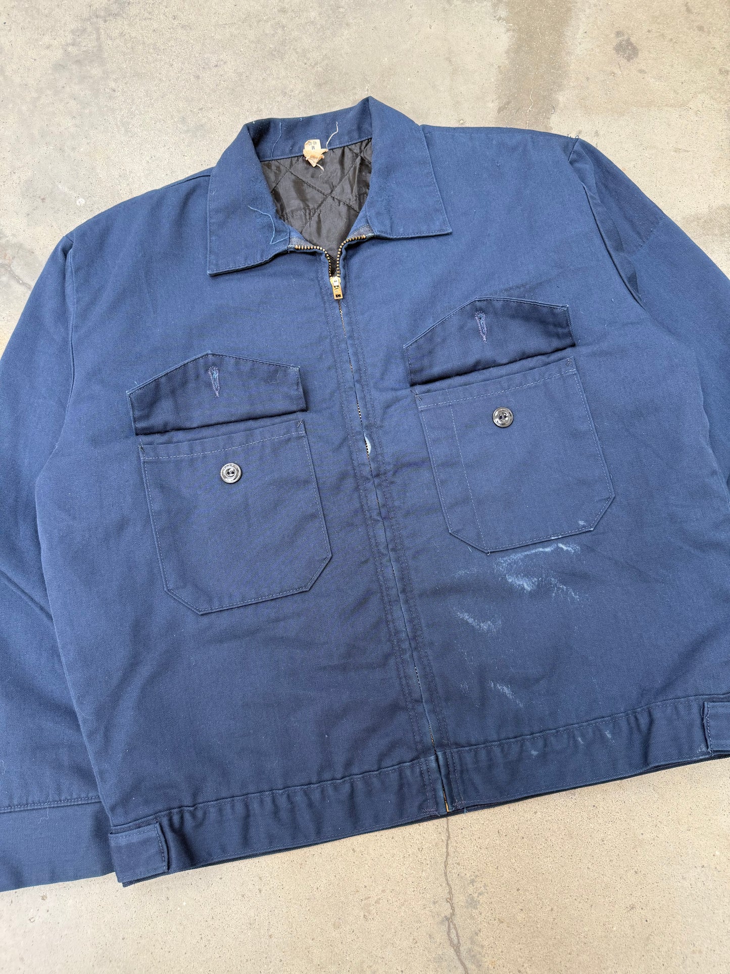 1970s Navy Blue Ghost Patch Boxy Work Jacket - M