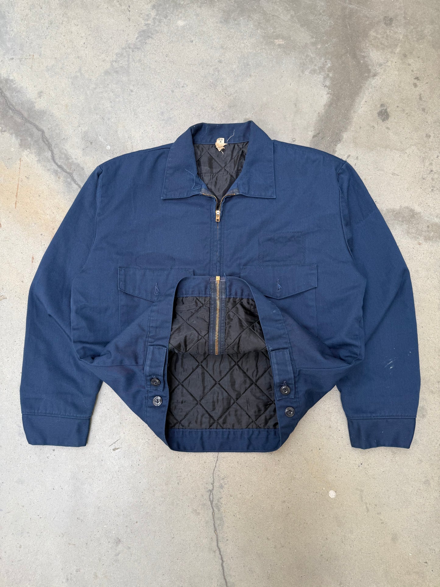 1970s Navy Blue Ghost Patch Boxy Work Jacket - M