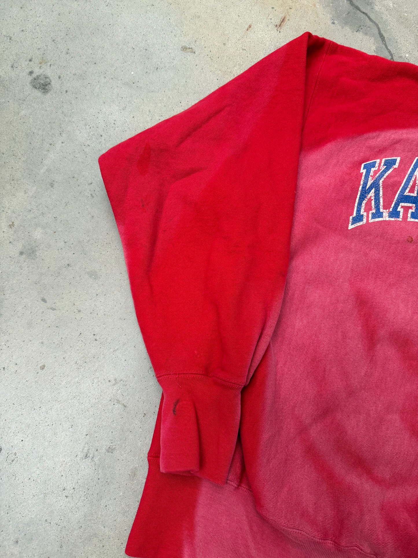 1980s Sun Faded Kansas Champion Reverse Weave Sweatshirt - XL