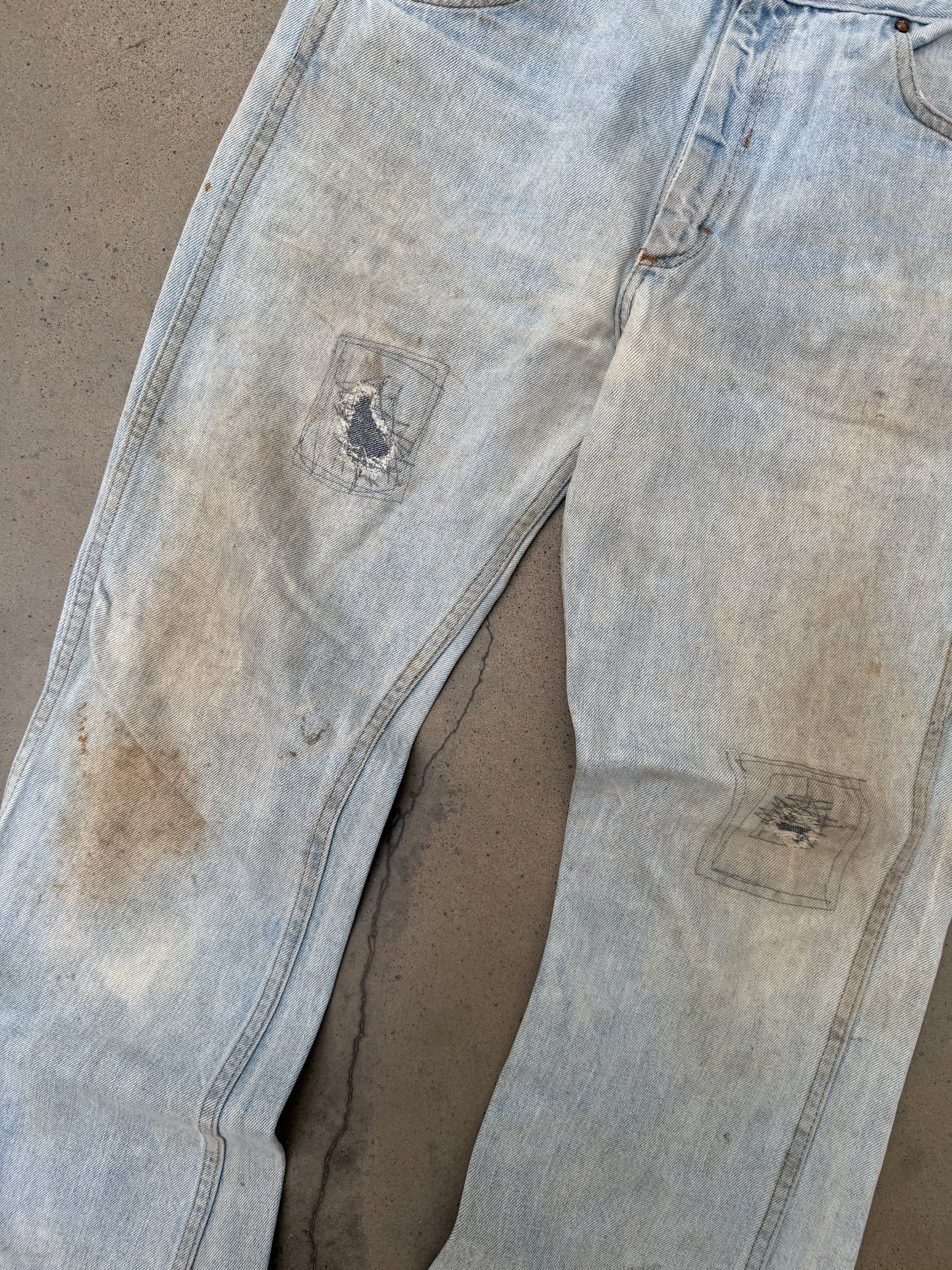 1970s Dirty & Repaired Bootcut Jeans - 34X30