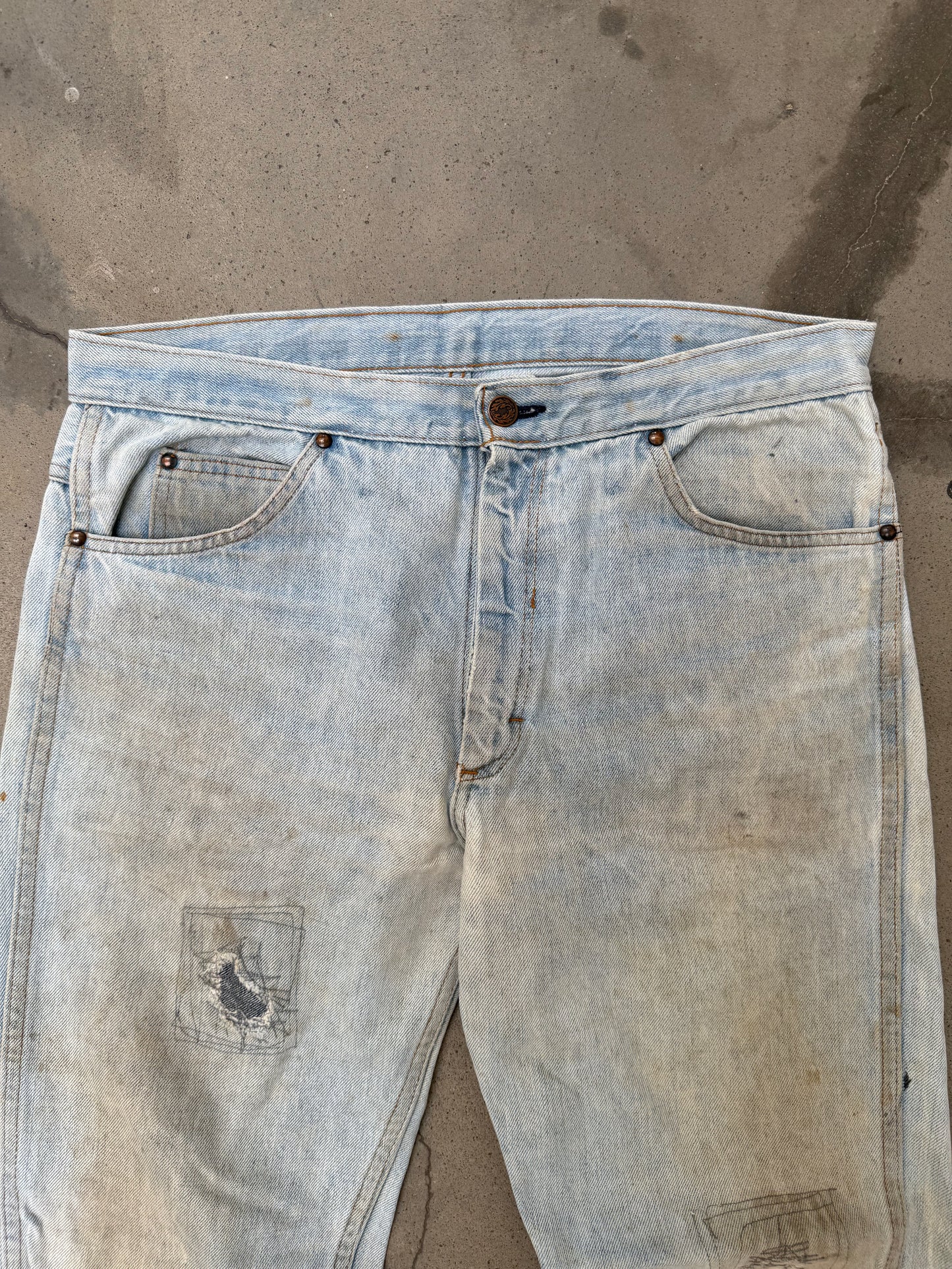 1970s Dirty & Repaired Bootcut Jeans - 34X30