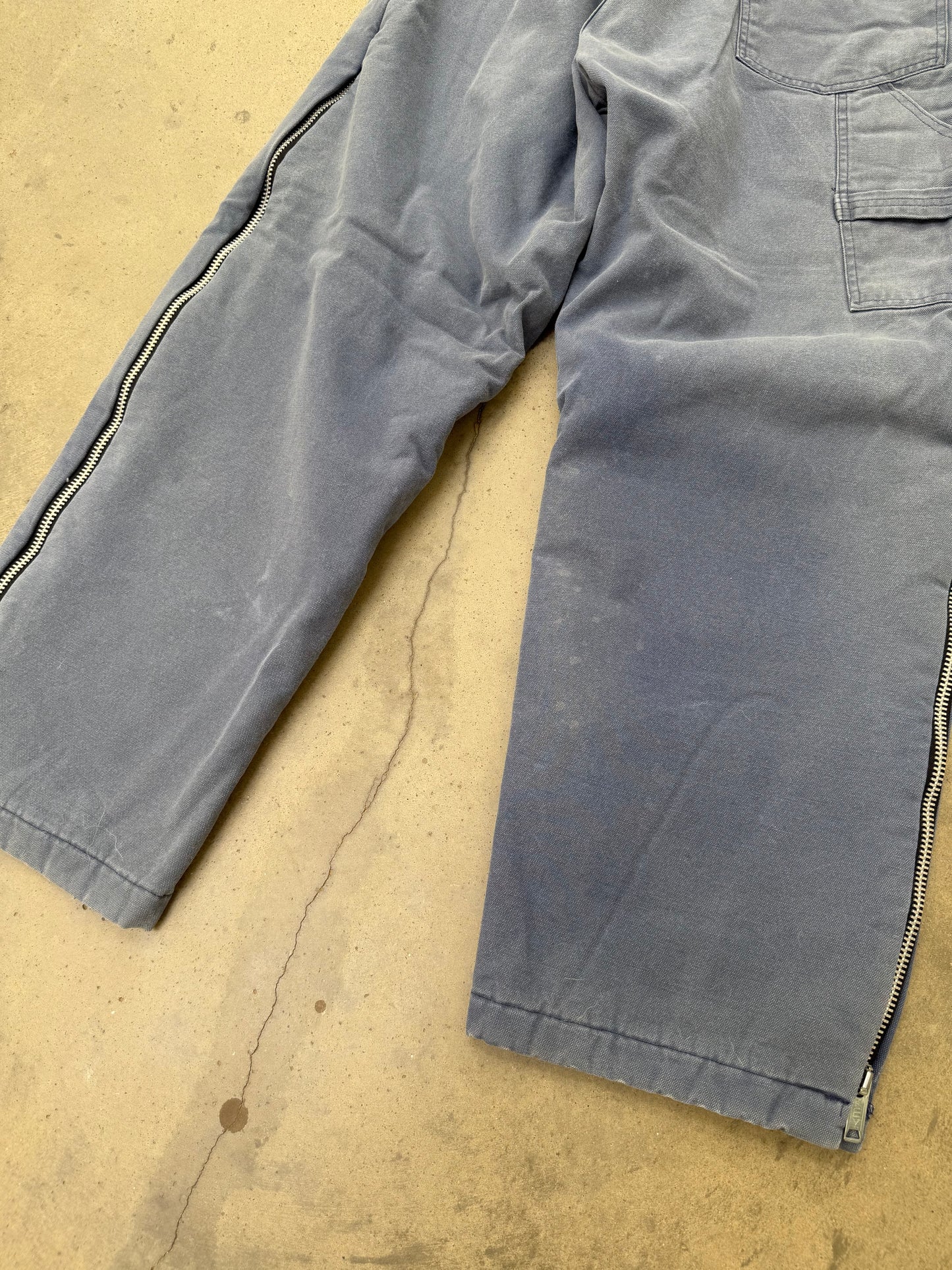 1990s Blue Side Zip Insulated Work Pants - 32X30