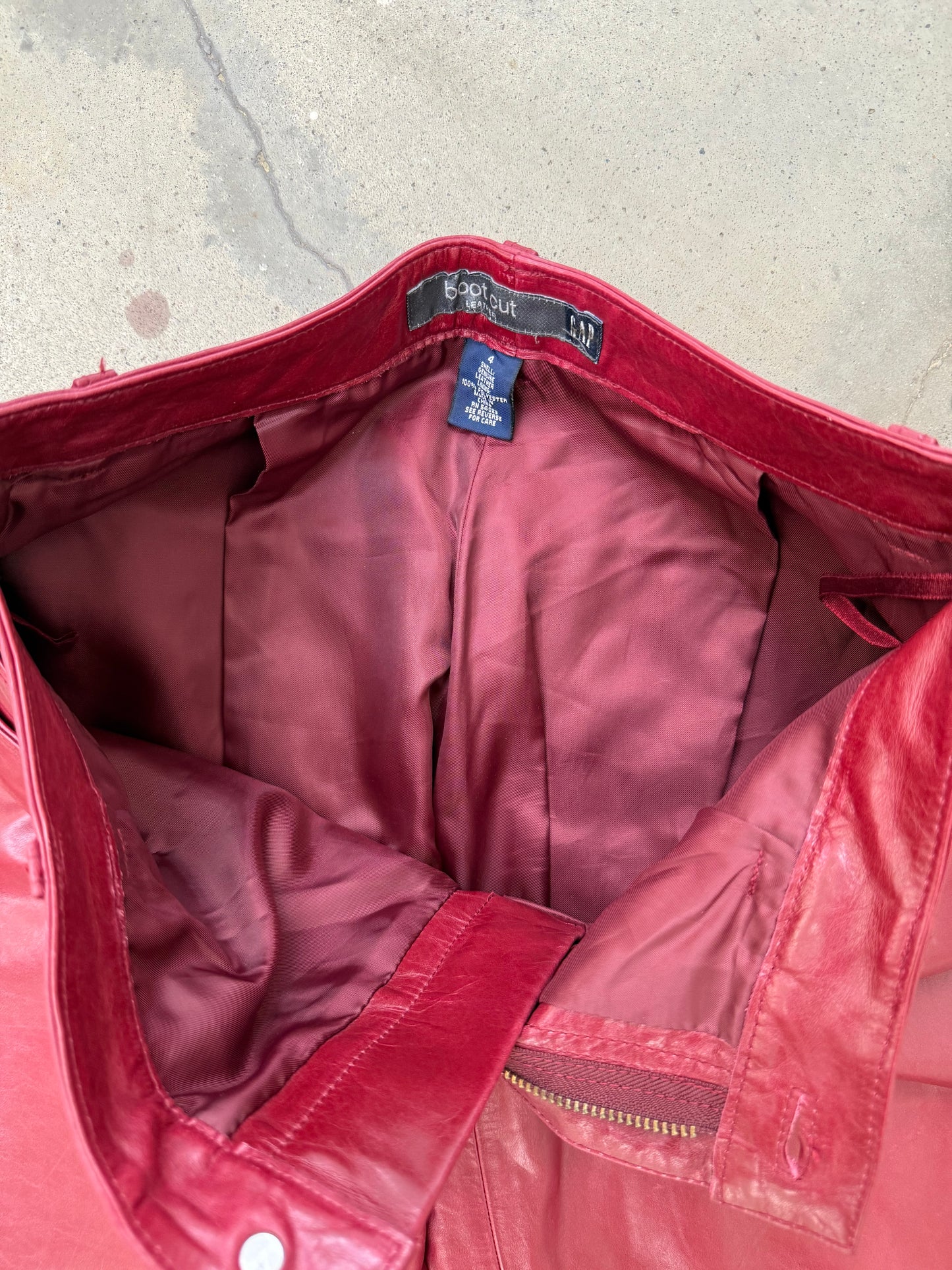1990s Gap Red Leather Pants - 28X31