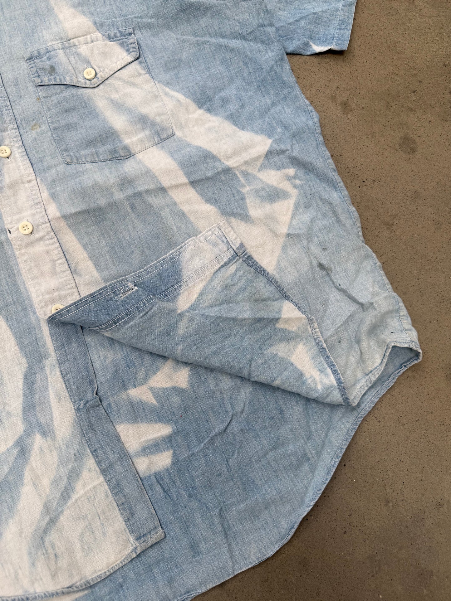 1970s Sun Faded Chambray Shirt - XL