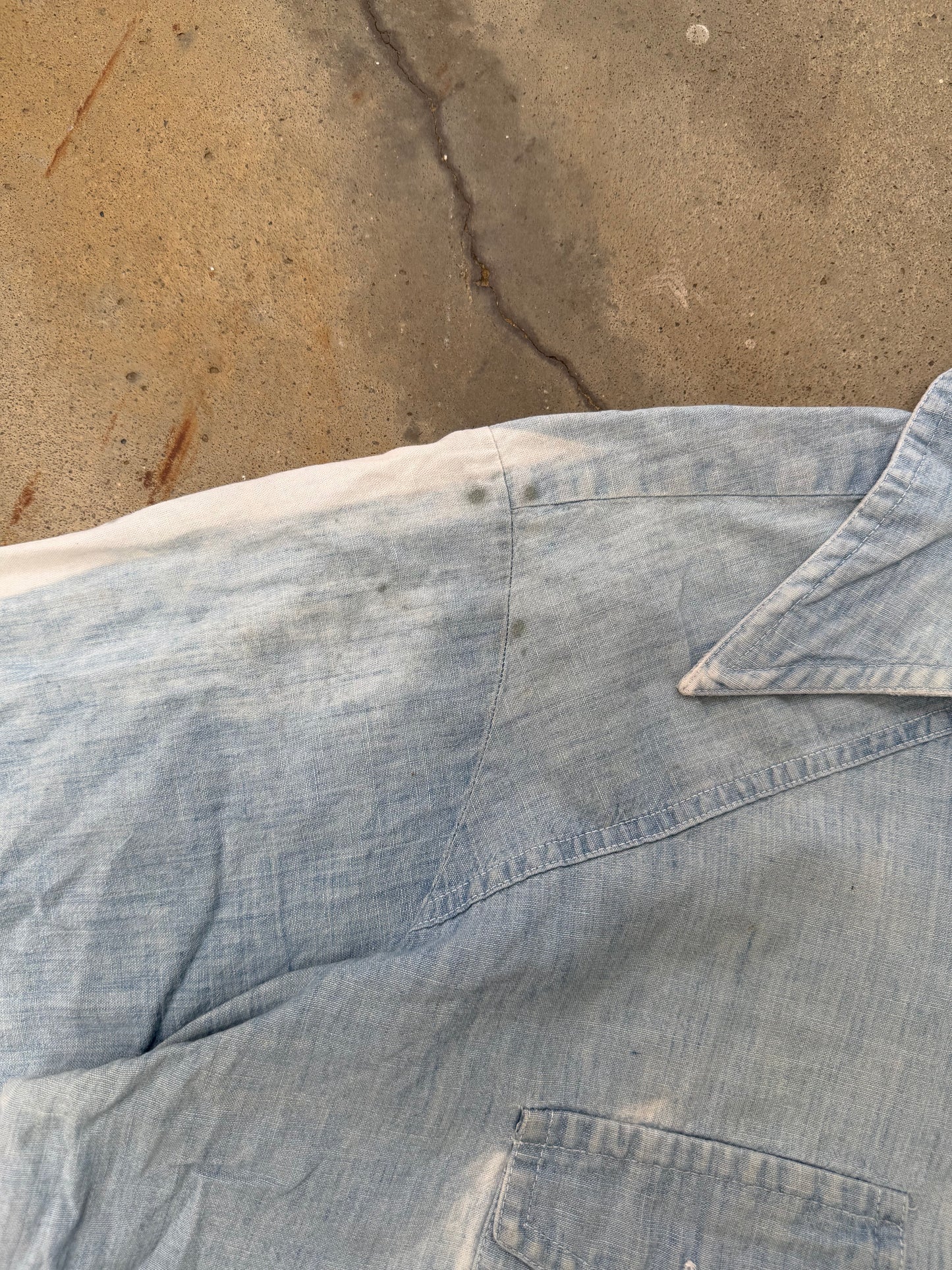 1970s Sun Faded Chambray Shirt - XL