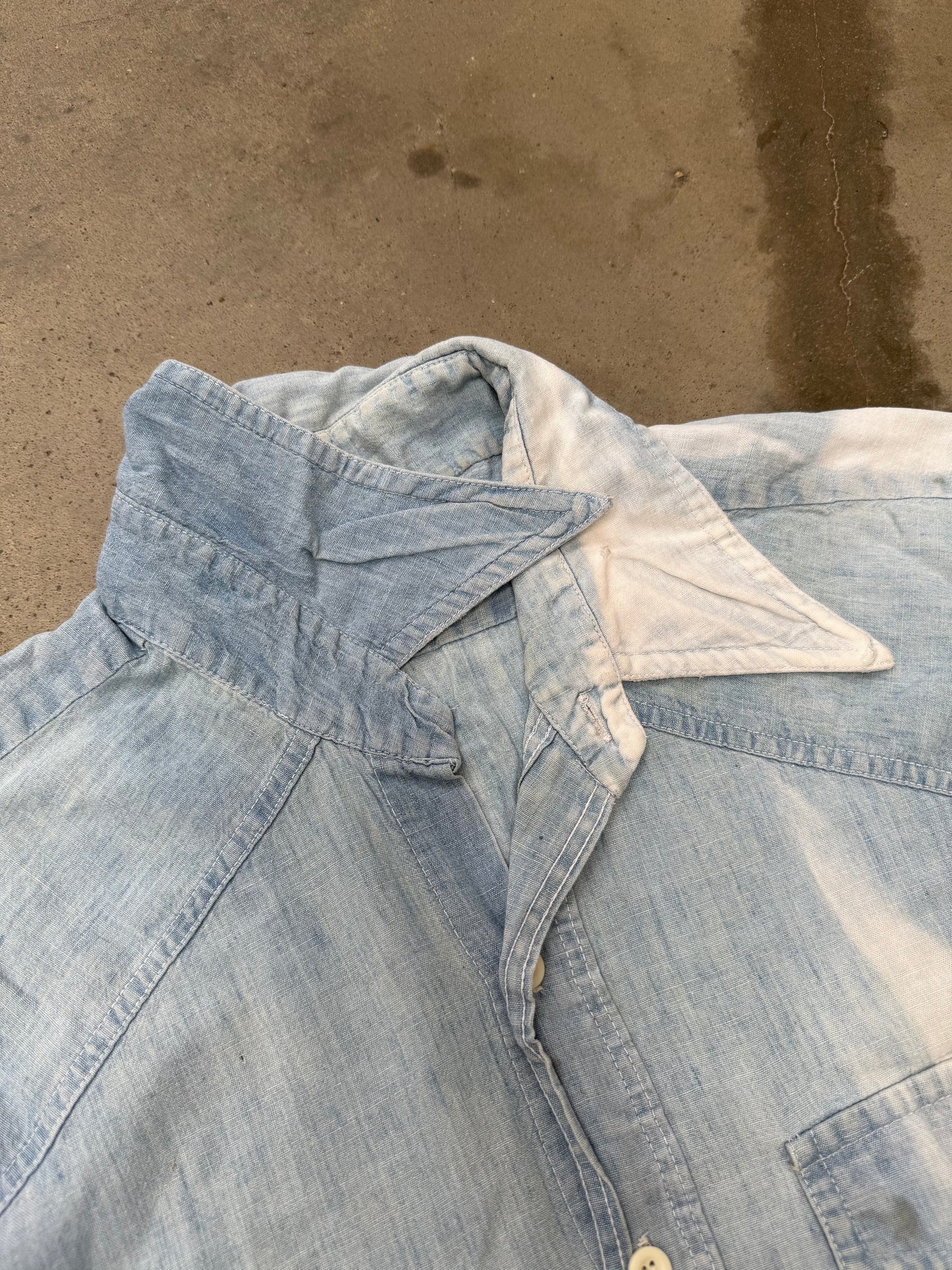 1970s Sun Faded Chambray Shirt - XL