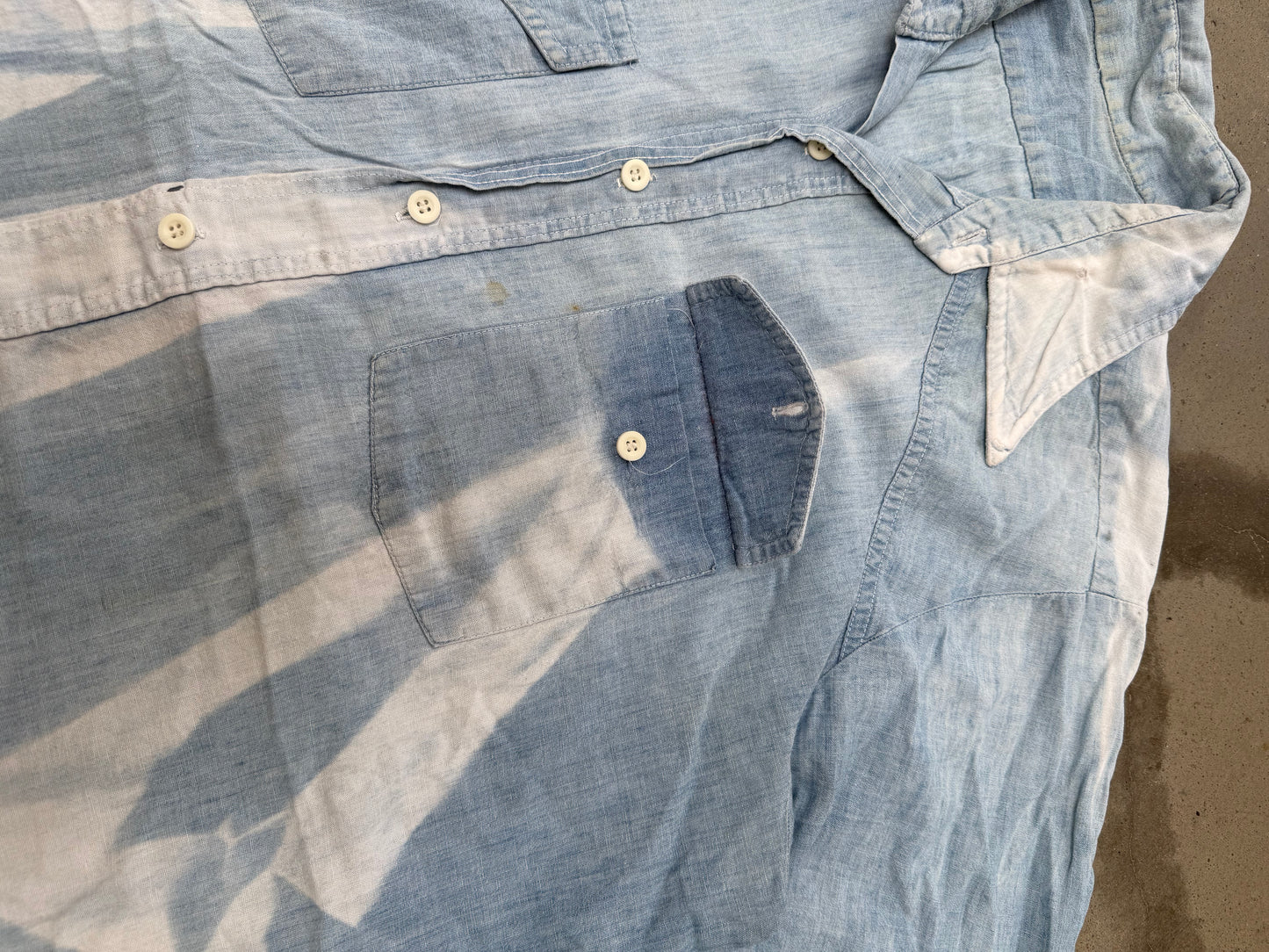 1970s Sun Faded Chambray Shirt - XL