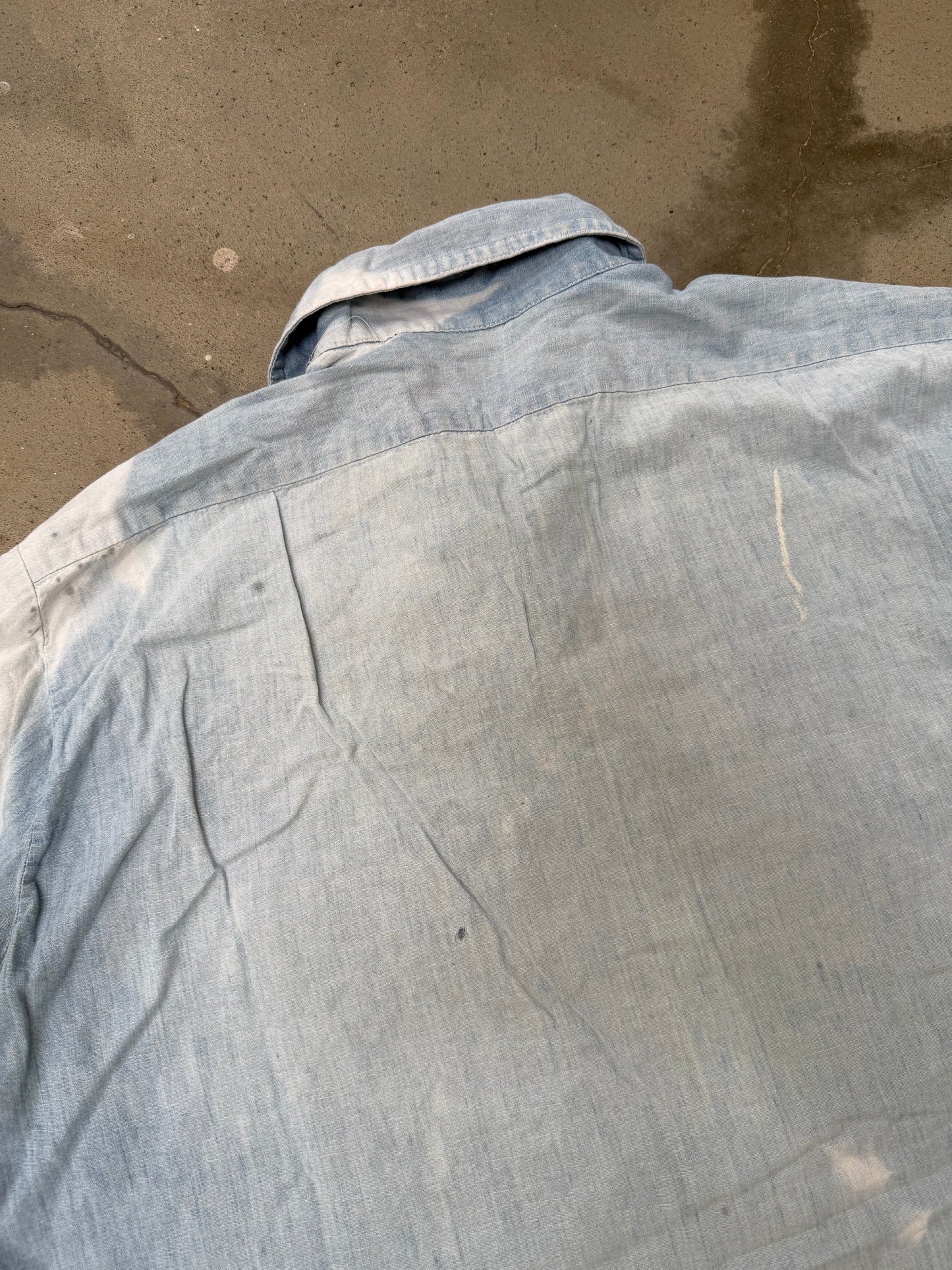 1970s Sun Faded Chambray Shirt - XL
