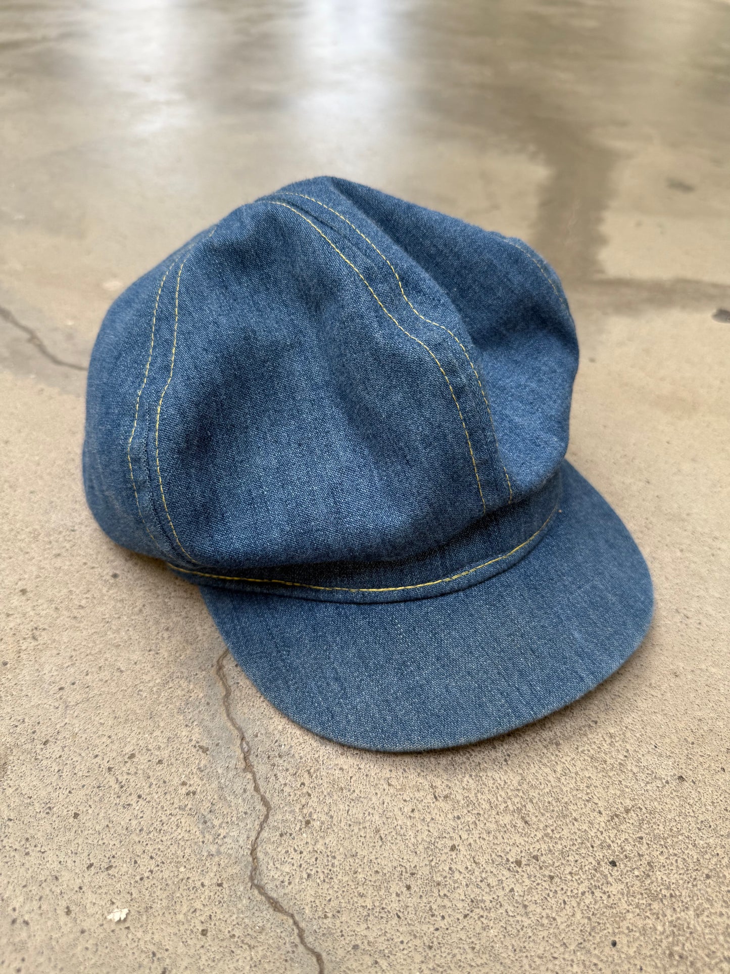 1970s Denim Newsboy Hat - S