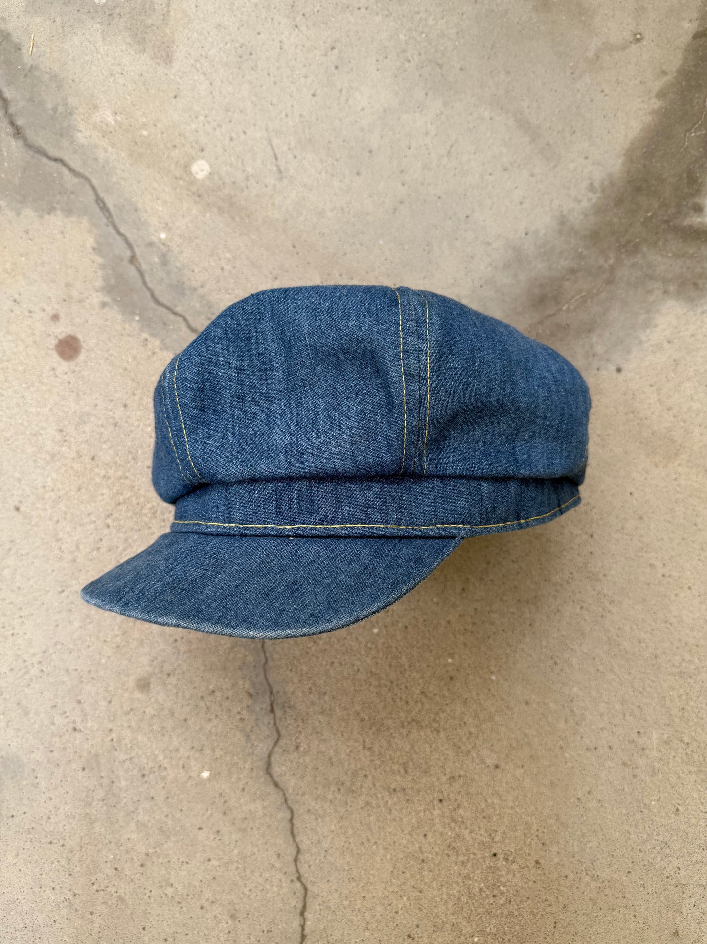 1970s Denim Newsboy Hat - S