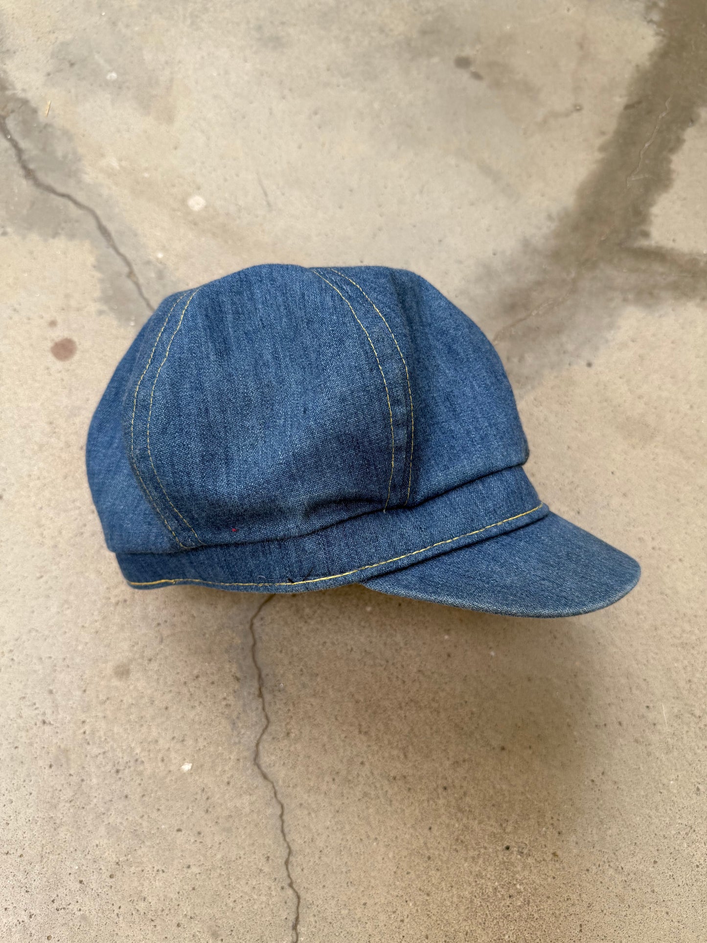 1970s Denim Newsboy Hat - S