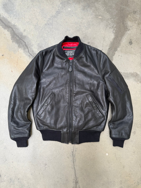 1990s Schott Reversible Leather MA-1 Flight Jacket - S