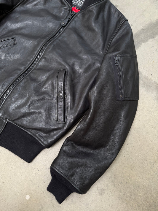 1990s Schott Reversible Leather MA-1 Flight Jacket - S