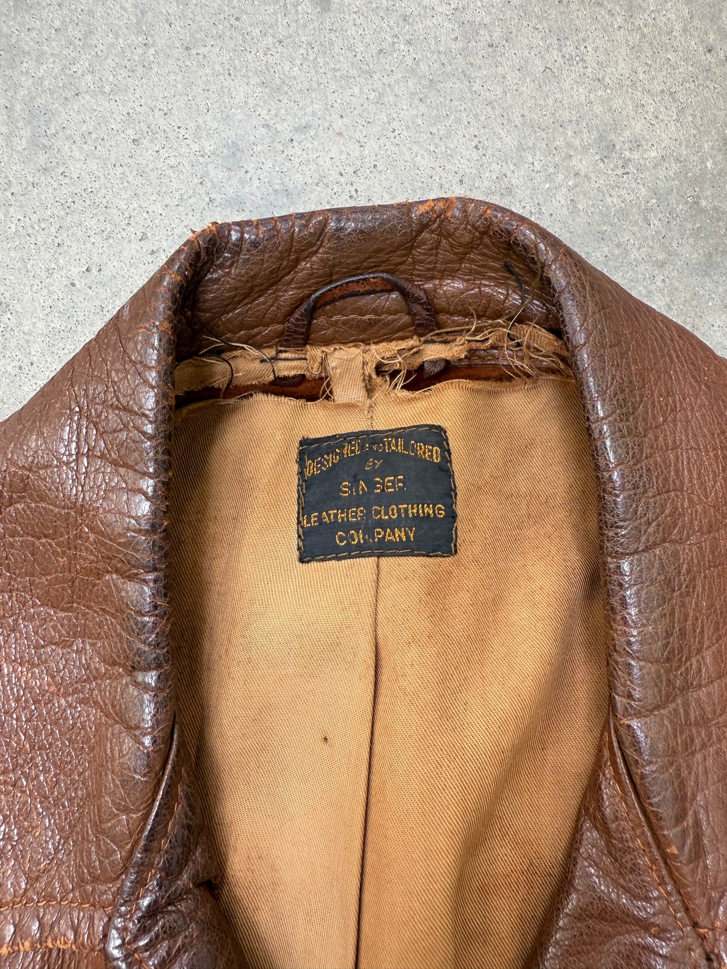 1940s Singer Branded Brown Leather Jacket - M