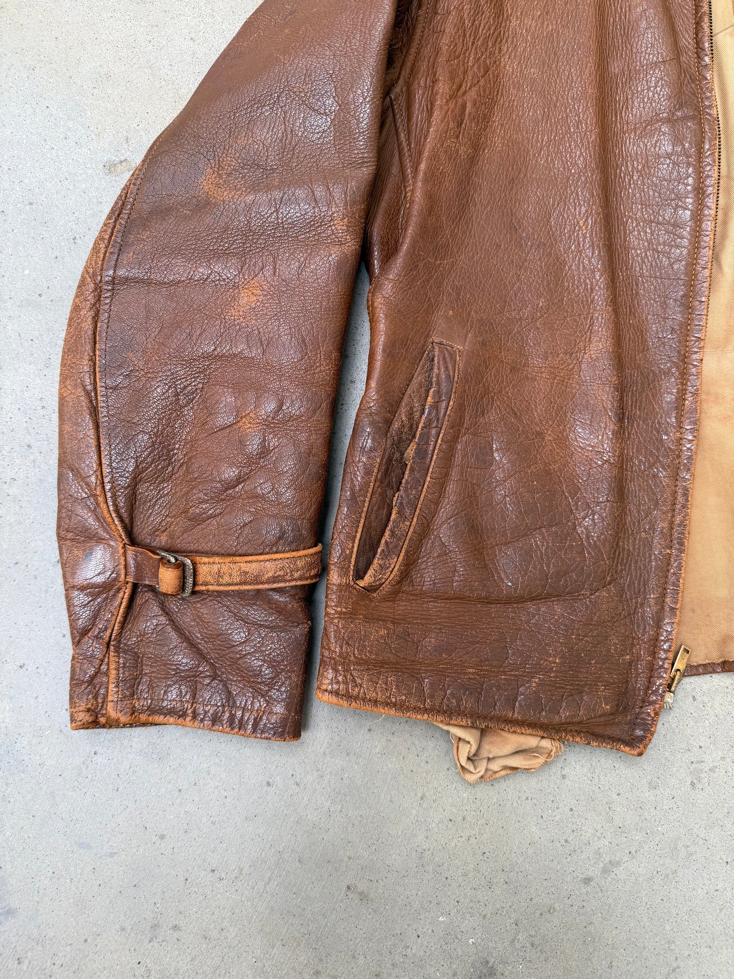 1940s Singer Branded Brown Leather Jacket - M