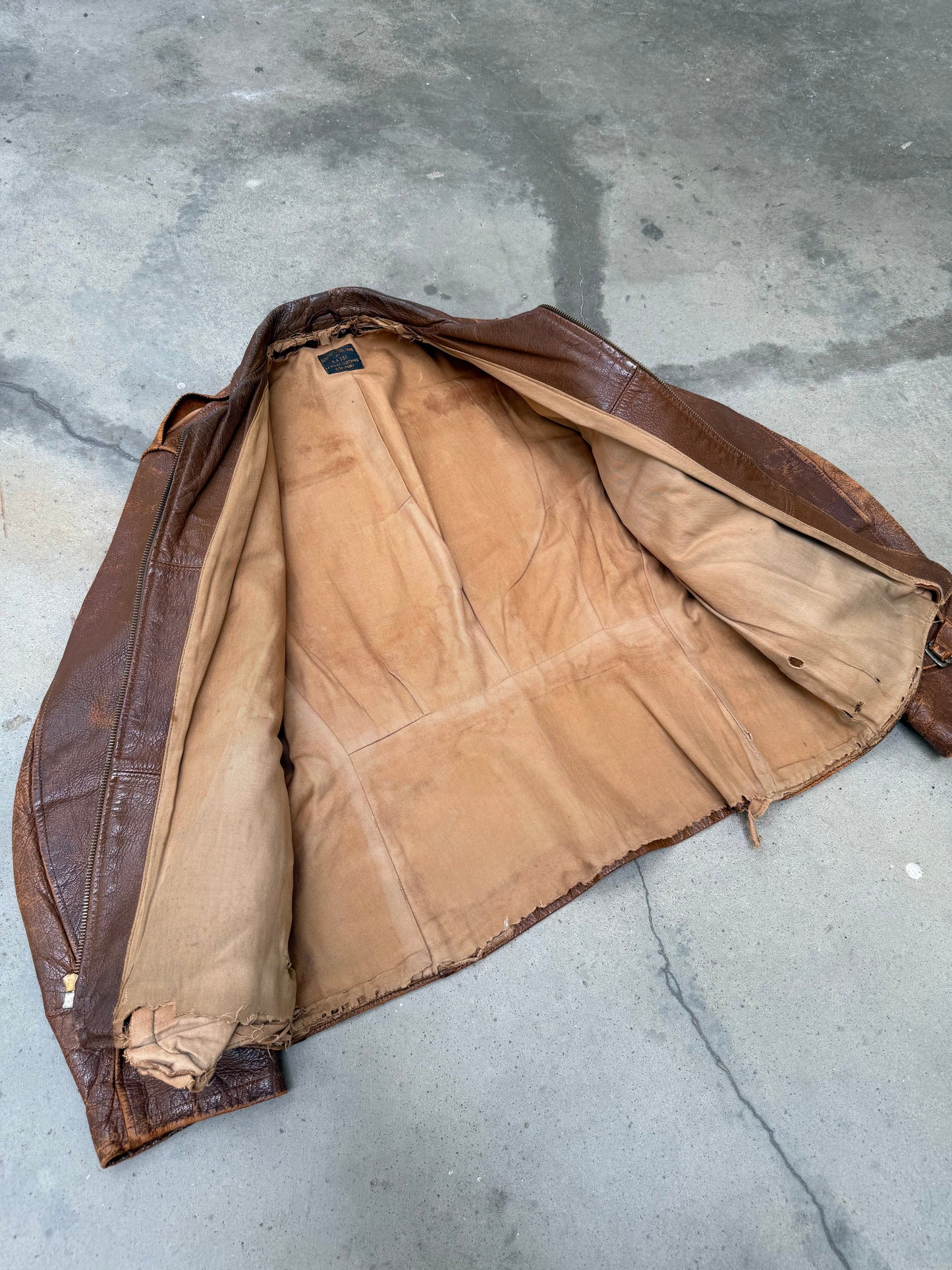 1940s Singer Branded Brown Leather Jacket - M