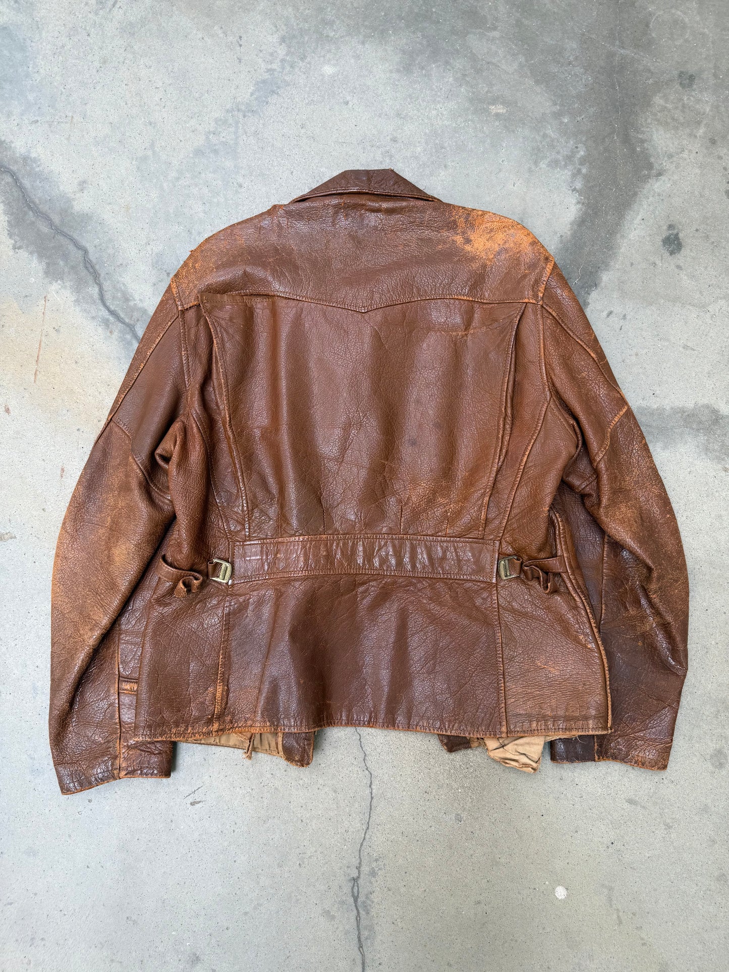 1940s Singer Branded Brown Leather Jacket - M
