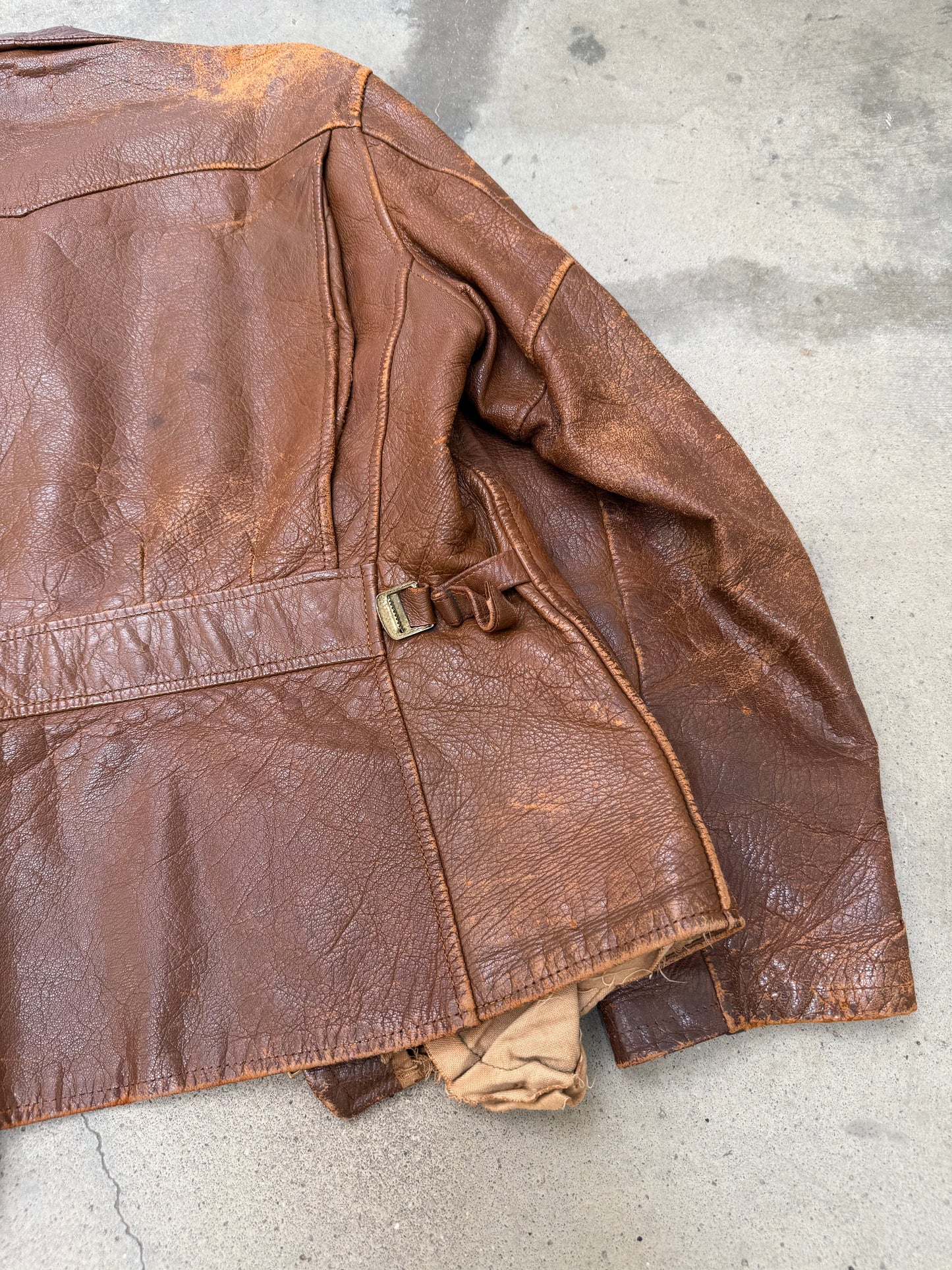 1940s Singer Branded Brown Leather Jacket - M