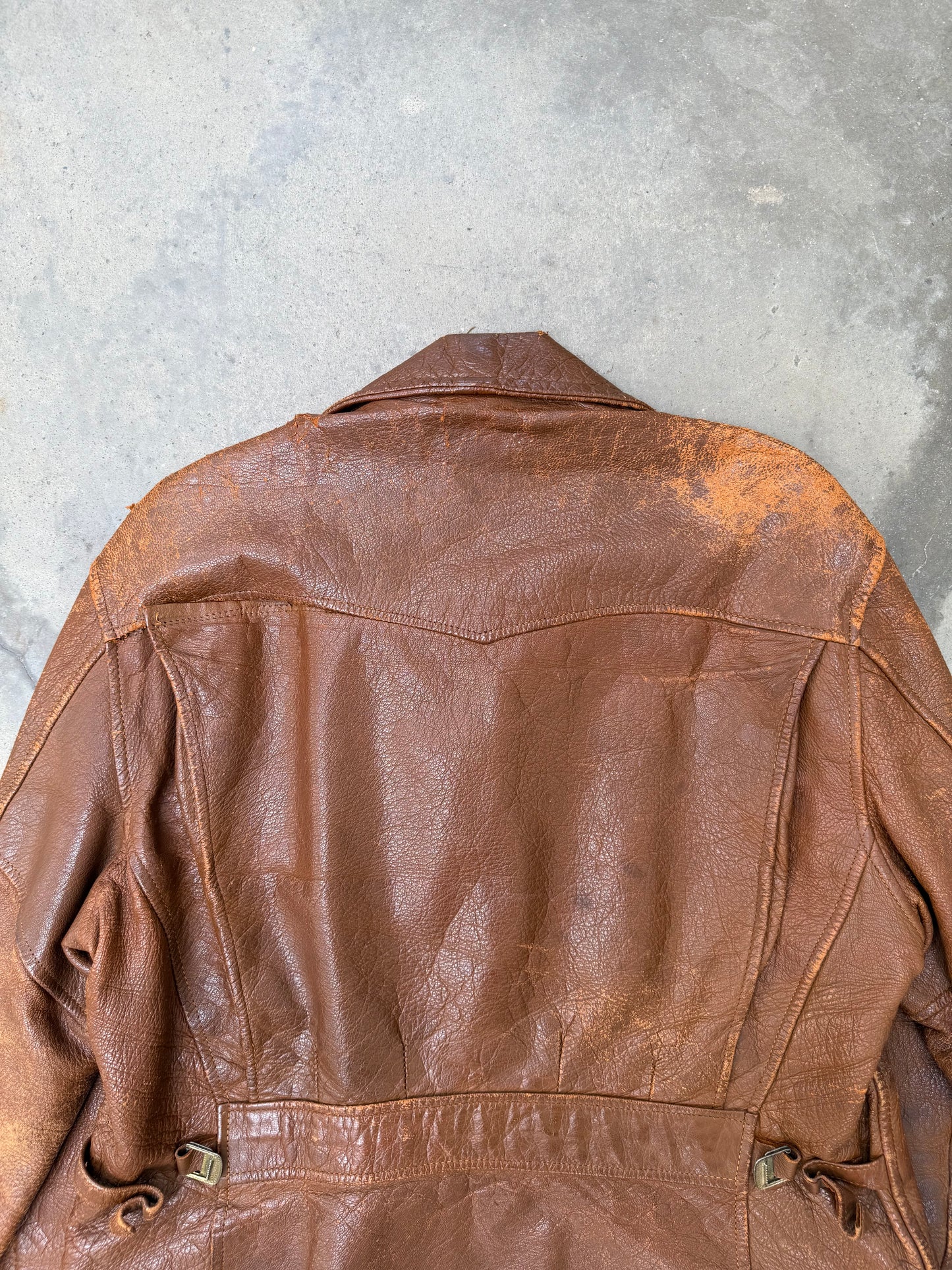 1940s Singer Branded Brown Leather Jacket - M