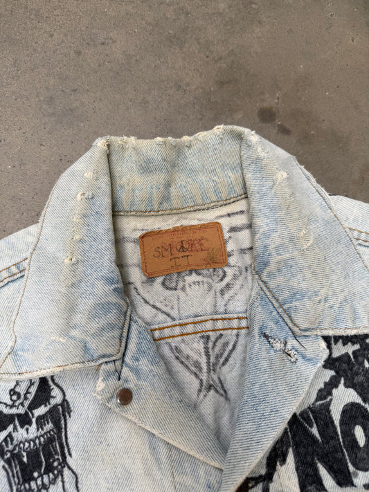 1980s Levis Hand Drawn Punk/Grunge Art Denim Vest - M
