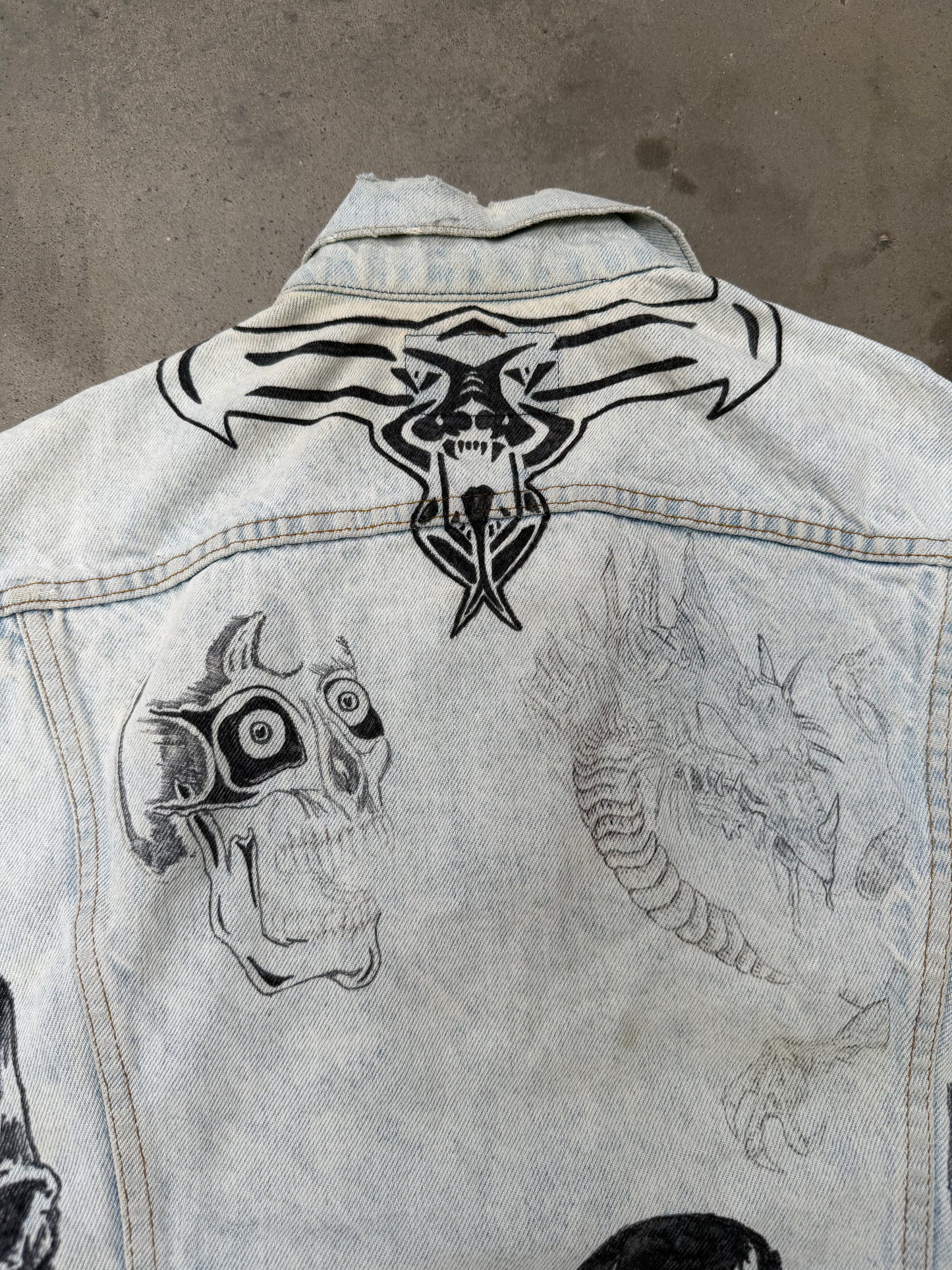 1980s Levis Hand Drawn Punk/Grunge Art Denim Vest - M