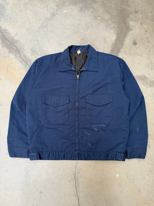1970s Navy Blue Ghost Patch Boxy Work Jacket - M