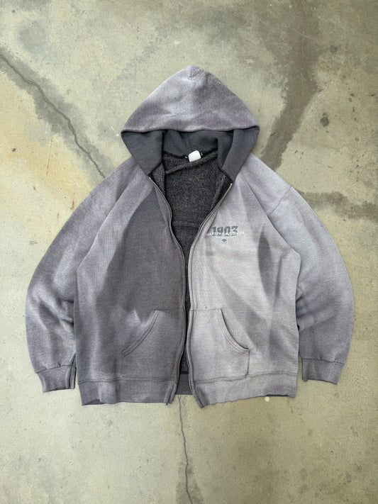 1990s Sun Faded Harley Davidson BROKEN ZIP Hooded Sweatshirt - XL