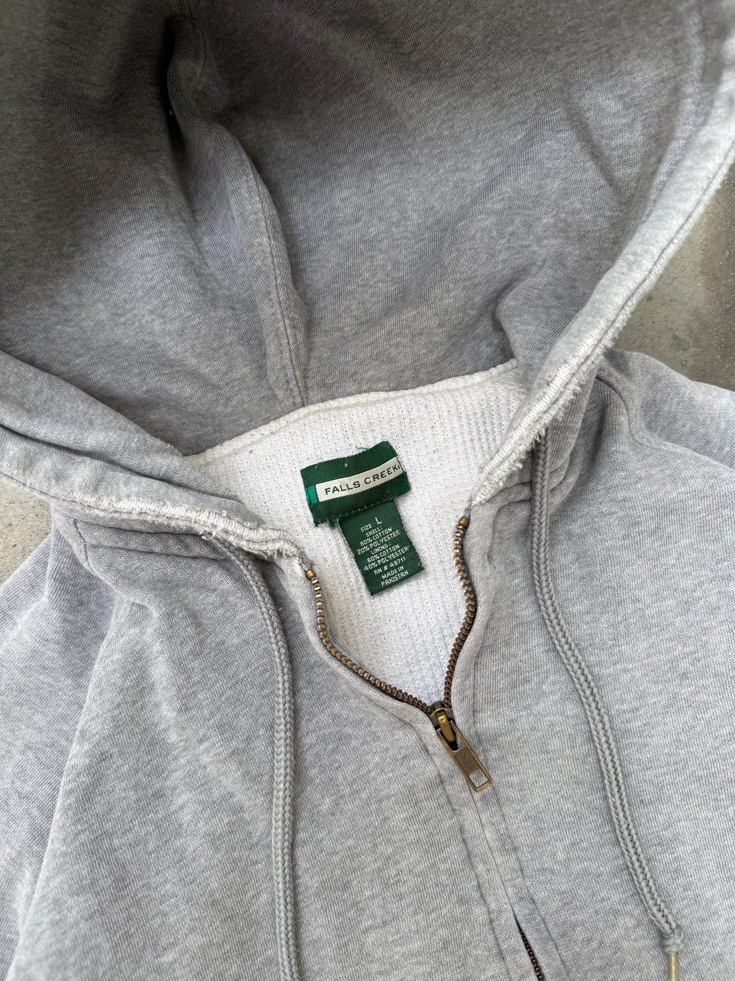 1990s Boxy Thermal Lined Hooded Sweatshirt - L