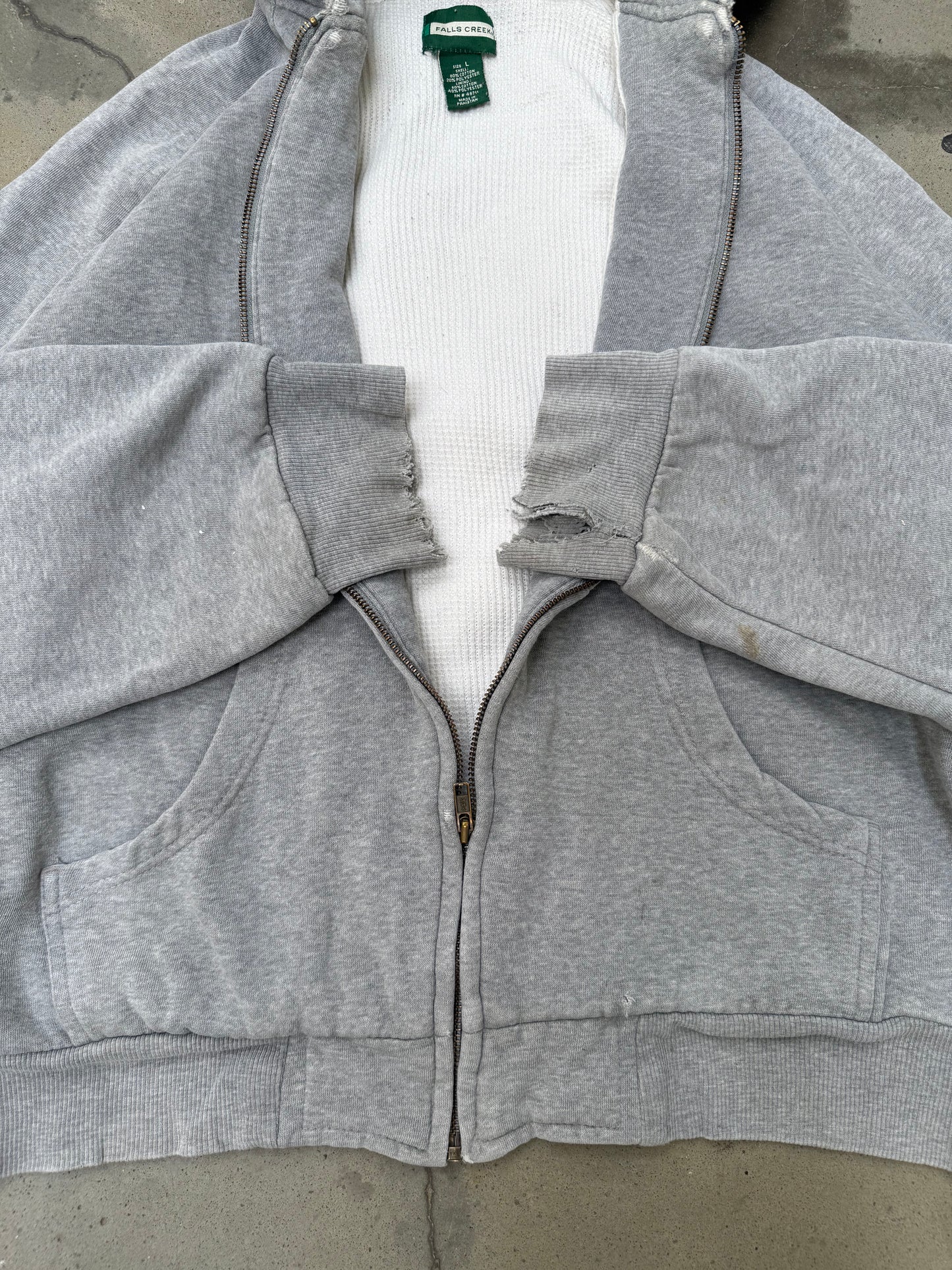 1990s Boxy Thermal Lined Hooded Sweatshirt - L