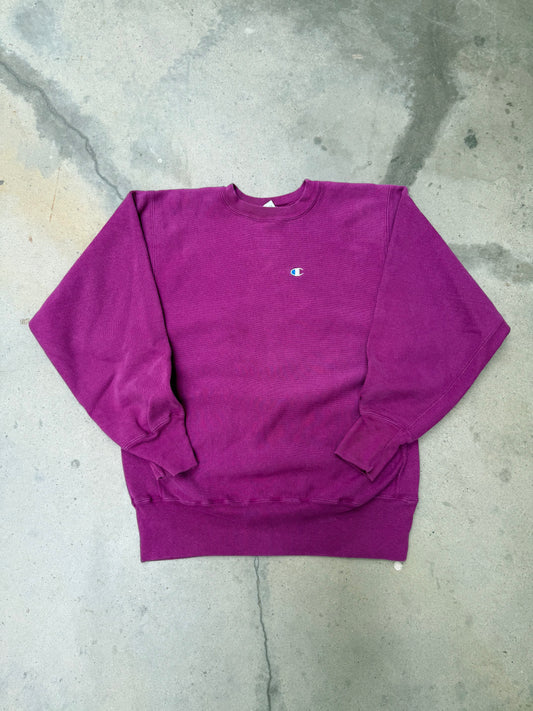 1990s Magenta Champion Reverse Weave Sweatshirt - L