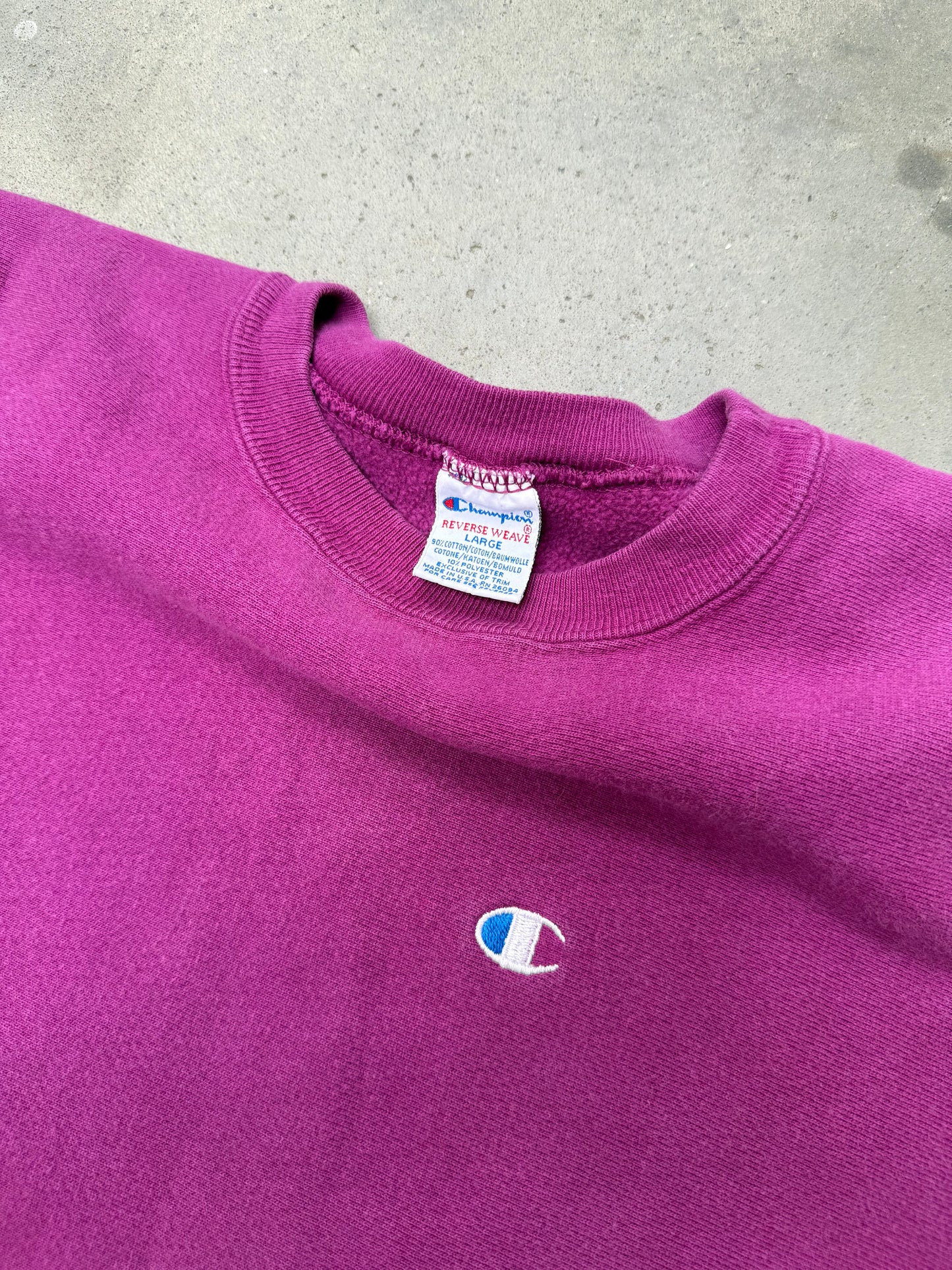 1990s Magenta Champion Reverse Weave Sweatshirt - L