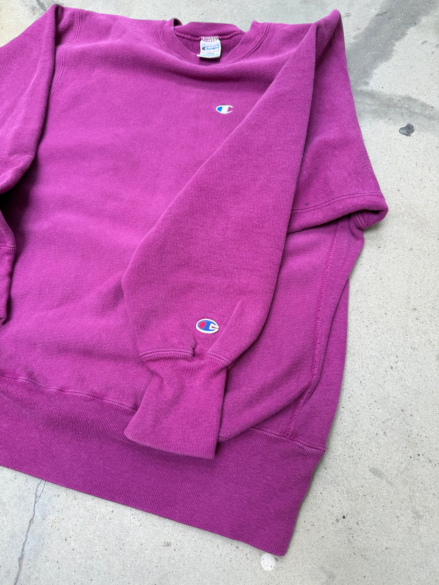 1990s Magenta Champion Reverse Weave Sweatshirt - L
