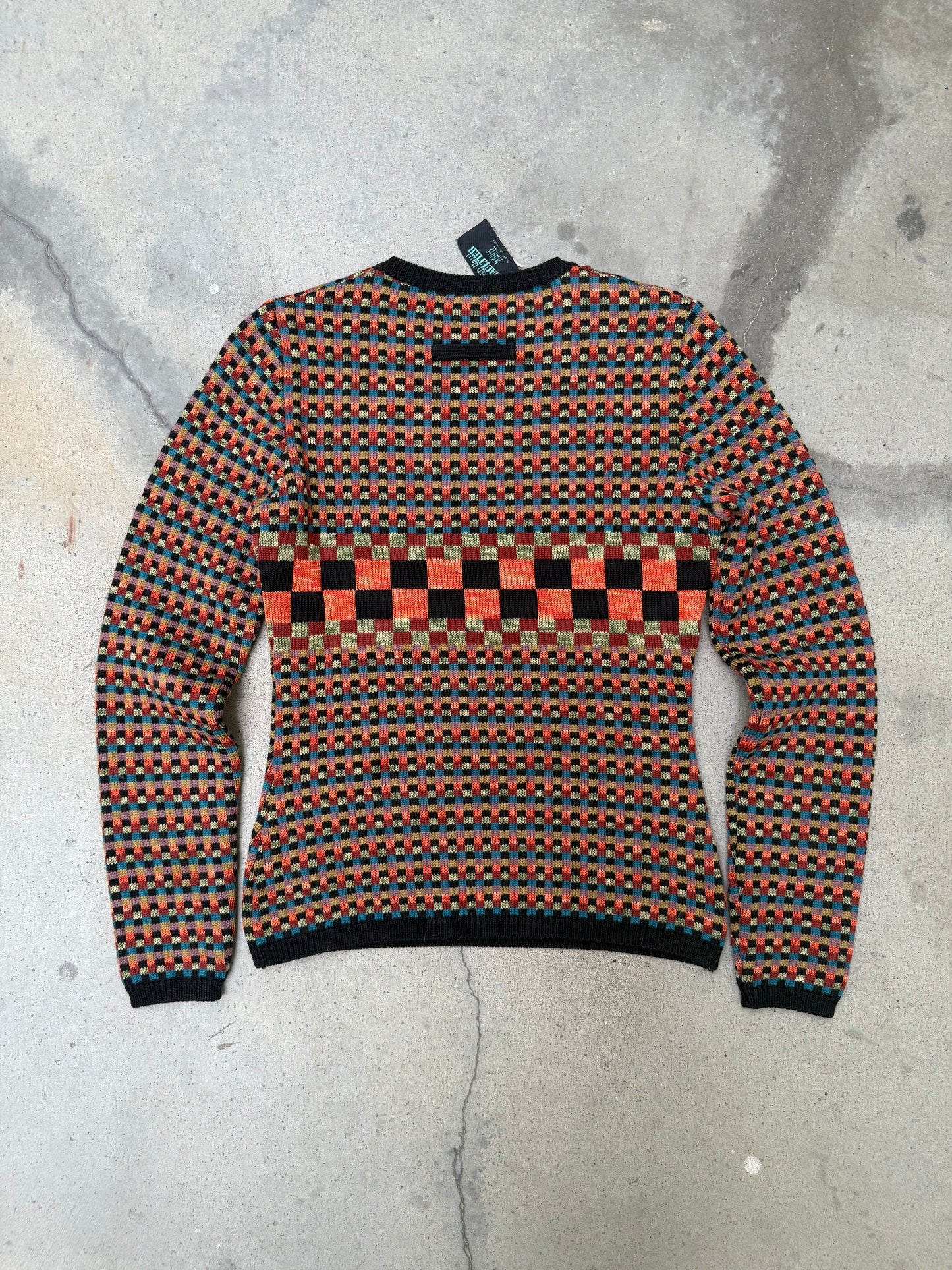 1990s Jean Paul Gaultier Rhinestone Checkered Sweater - S