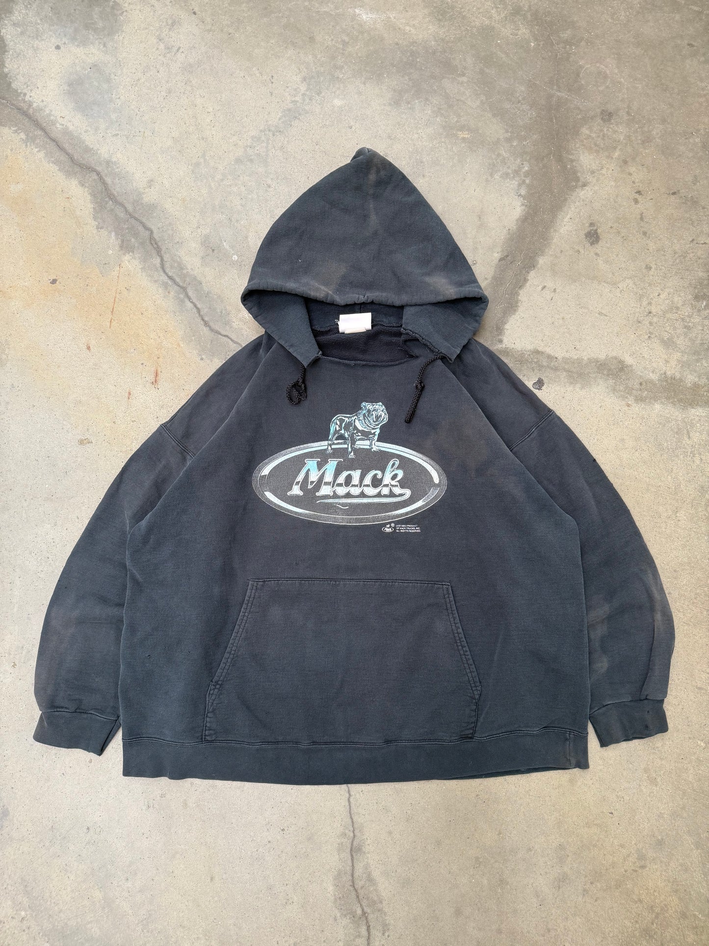 2000s Mack Trucks Boxy Faded Hooded Sweatshirt - XXL