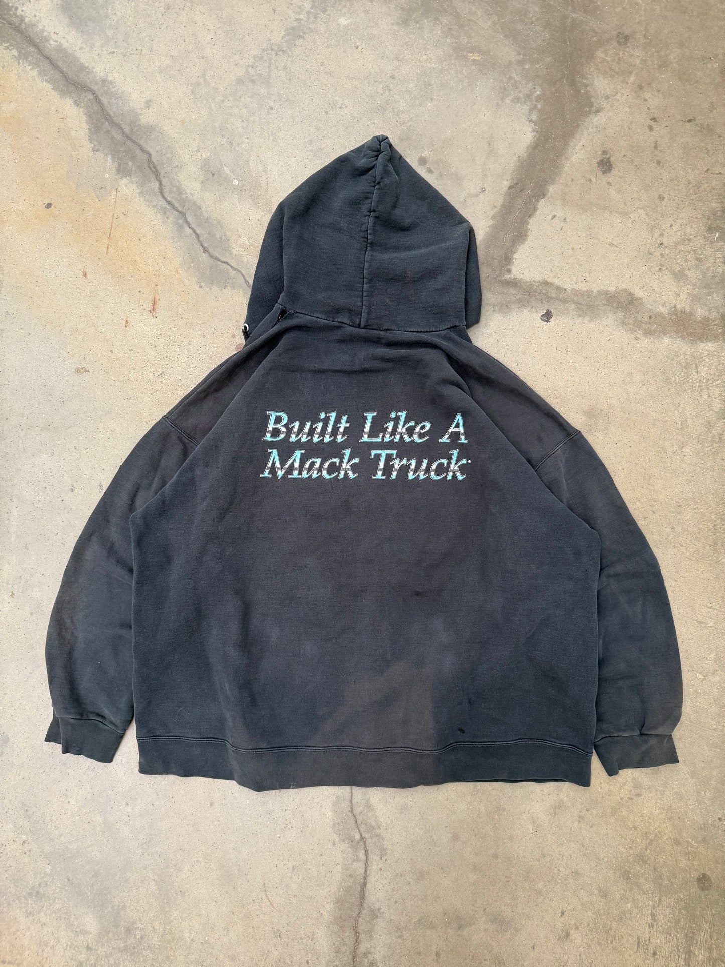 2000s Mack Trucks Boxy Faded Hooded Sweatshirt - XXL