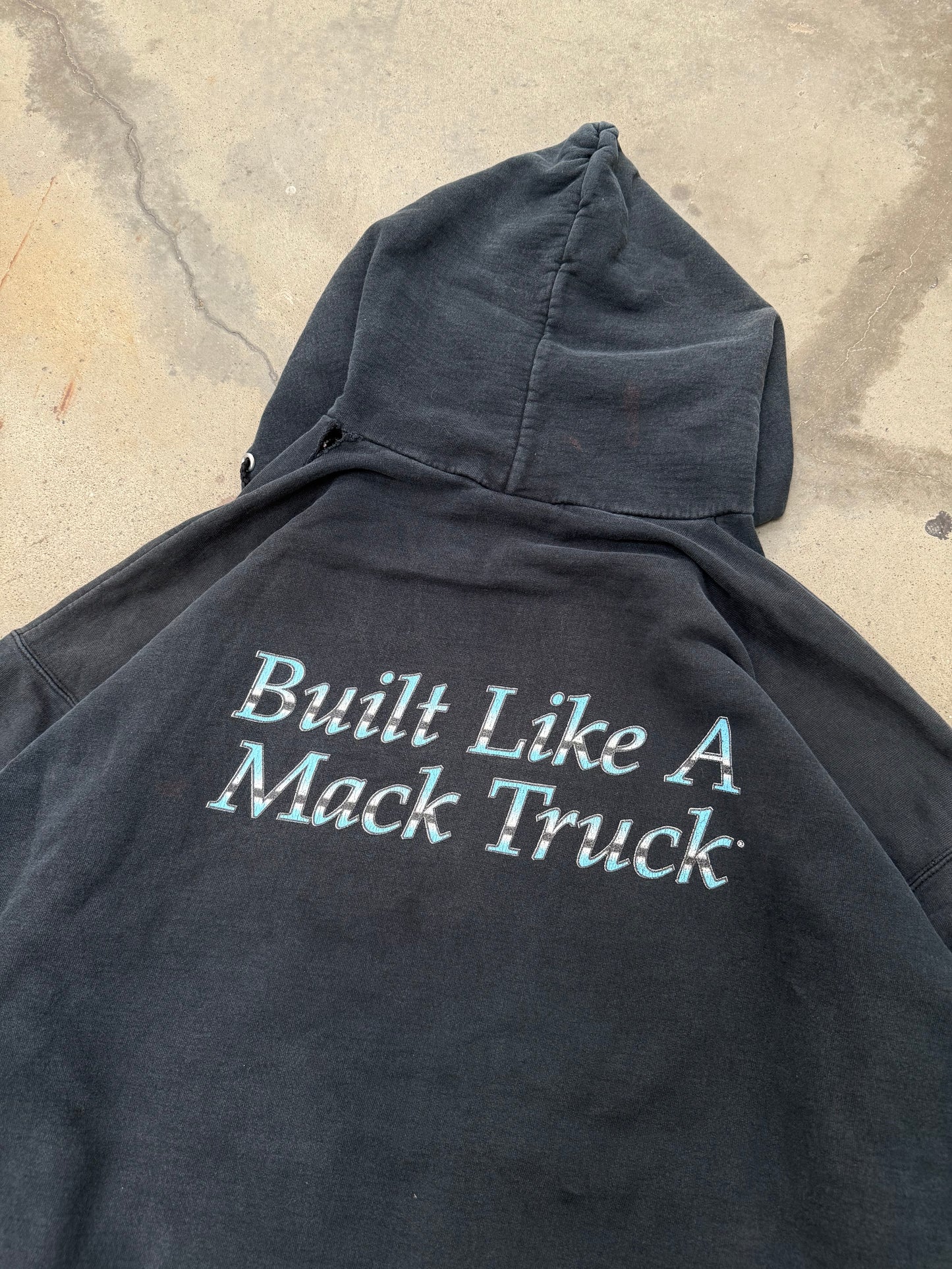 2000s Mack Trucks Boxy Faded Hooded Sweatshirt - XXL