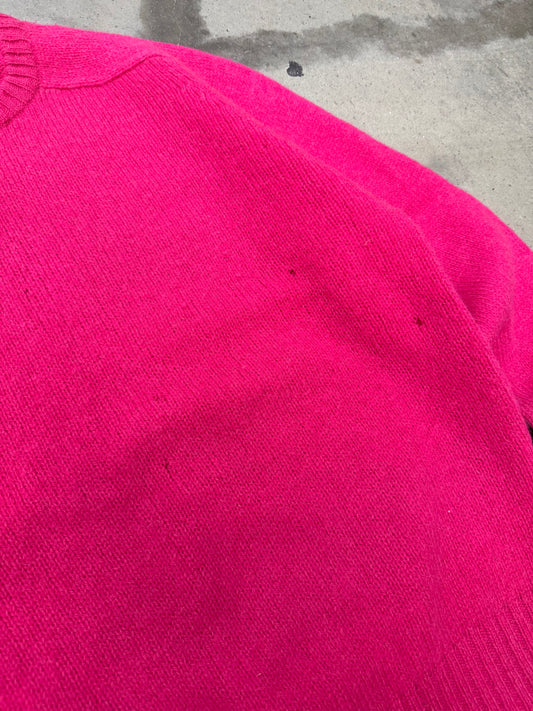 1980s Fuzzy Hot Pink Sweater - L