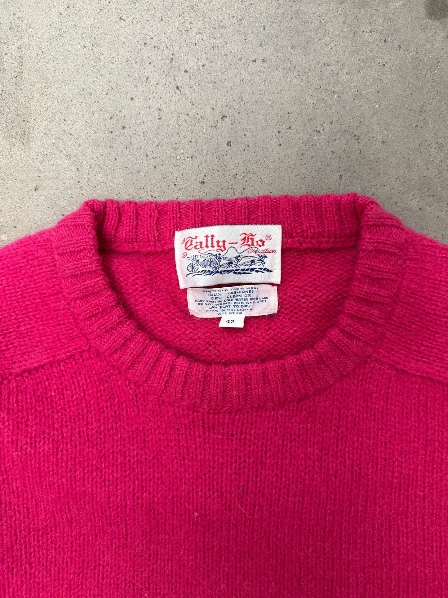 1980s Fuzzy Hot Pink Sweater - L