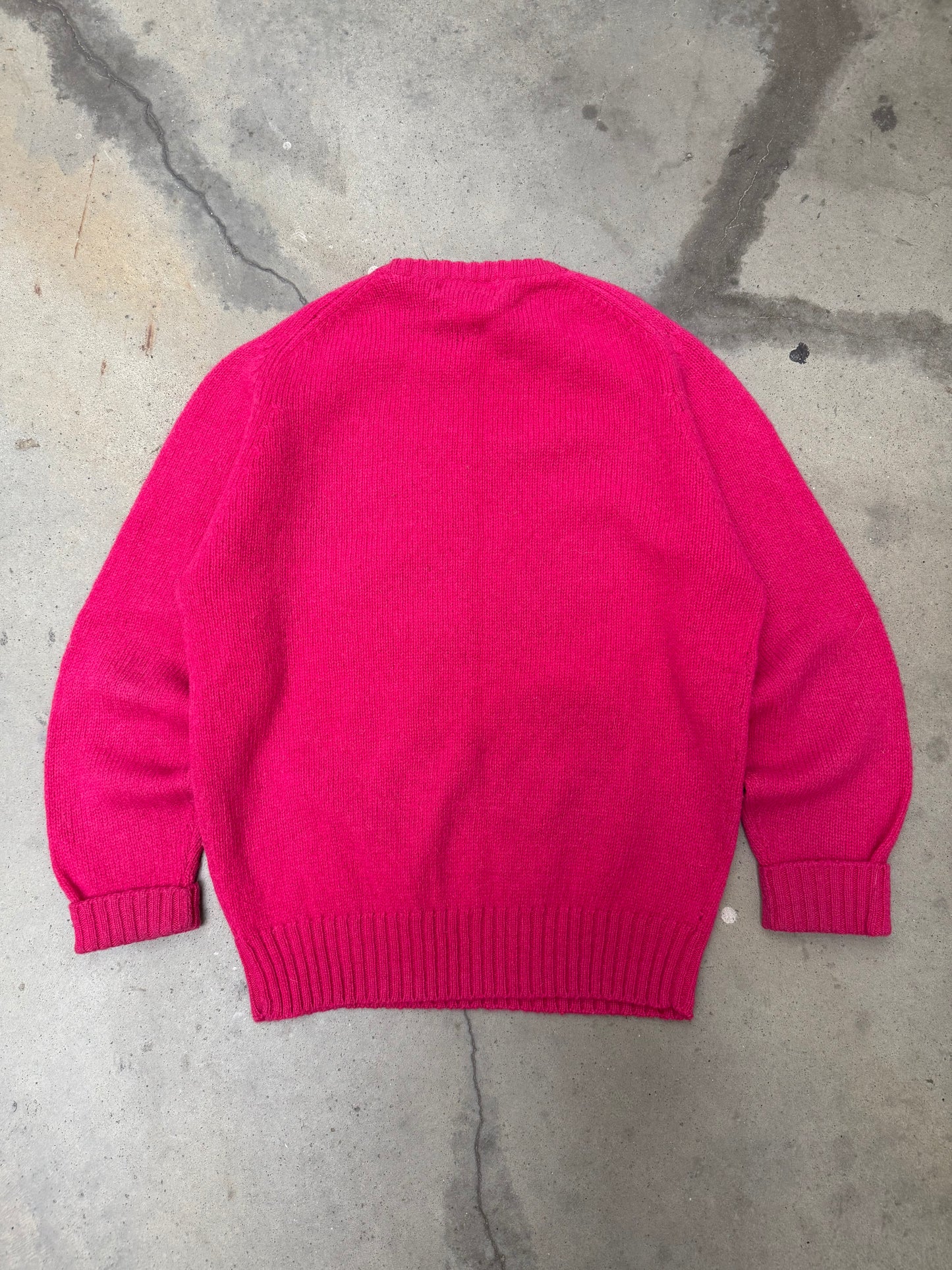 1980s Fuzzy Hot Pink Sweater - L