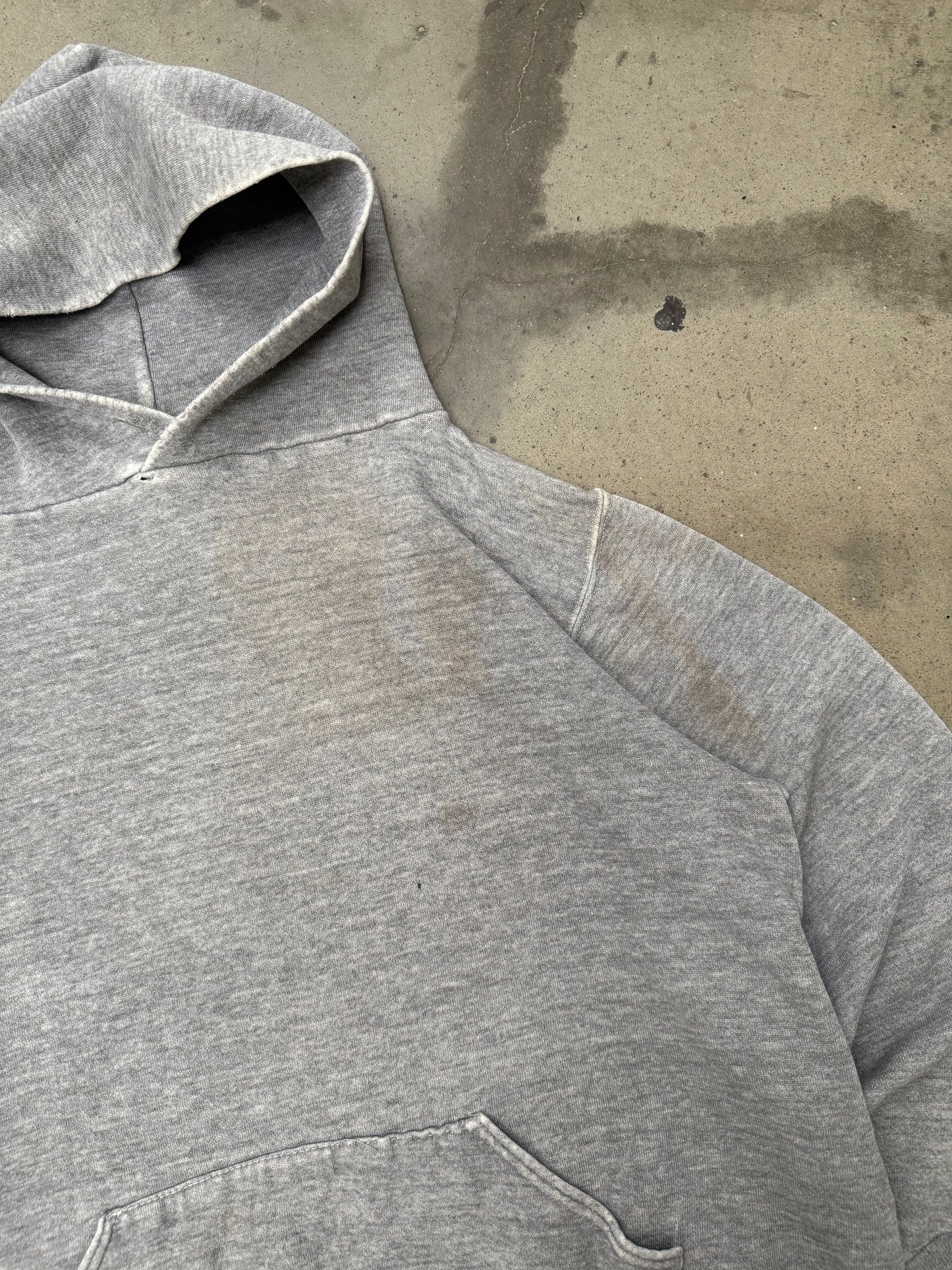 1980s Russell Heather Grey 'Lock Hood' Sweatshirt - M