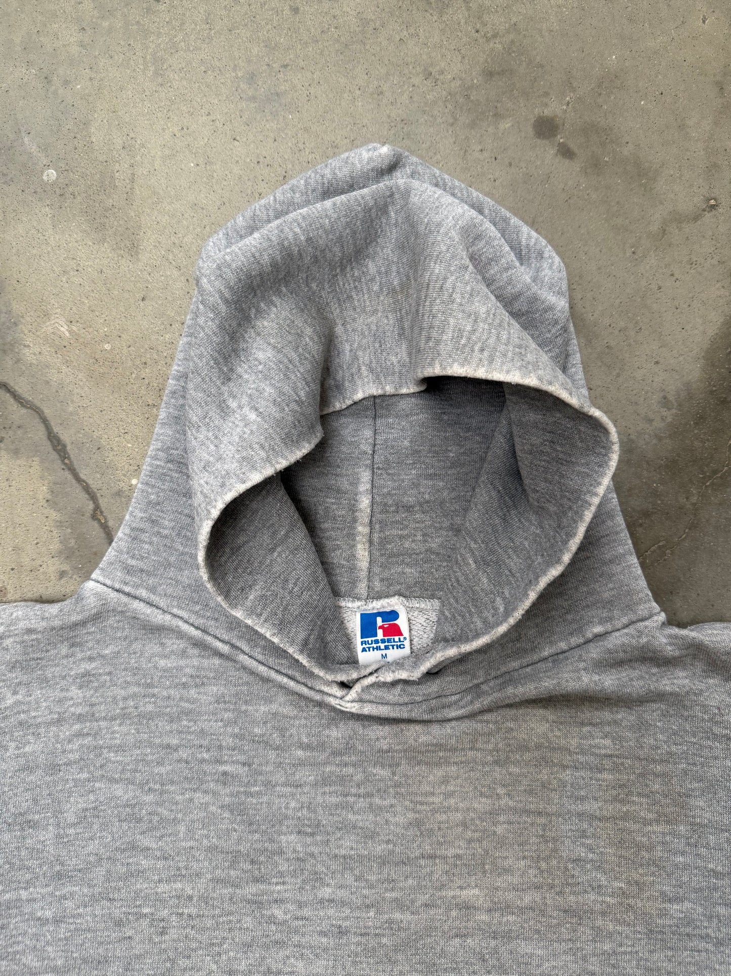1980s Russell Heather Grey 'Lock Hood' Sweatshirt - M