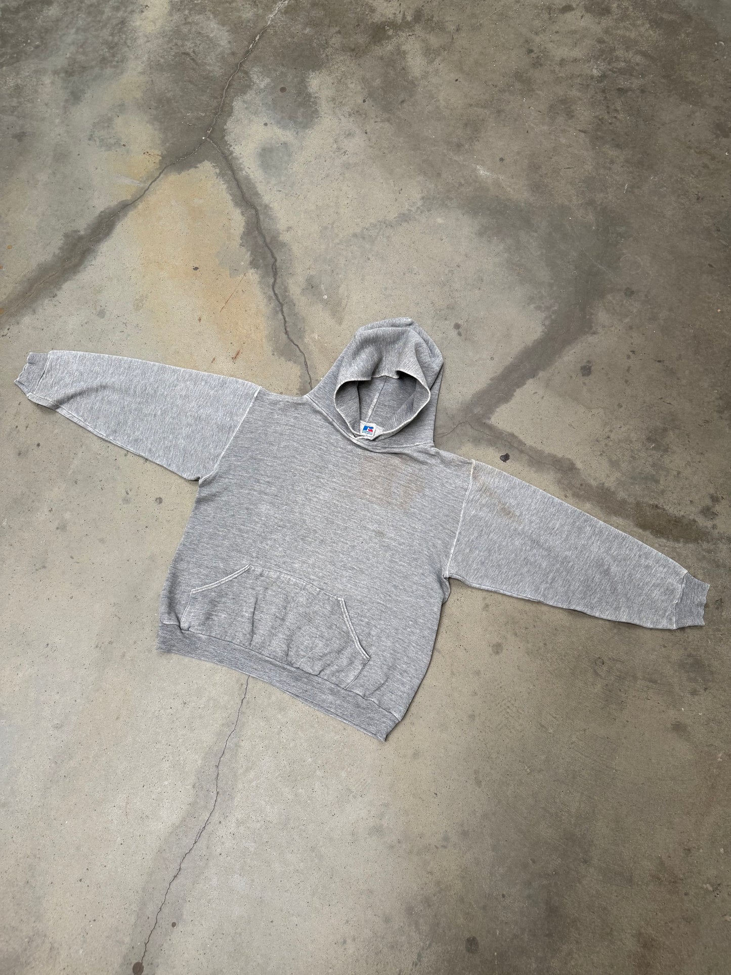 1980s Russell Heather Grey 'Lock Hood' Sweatshirt - M