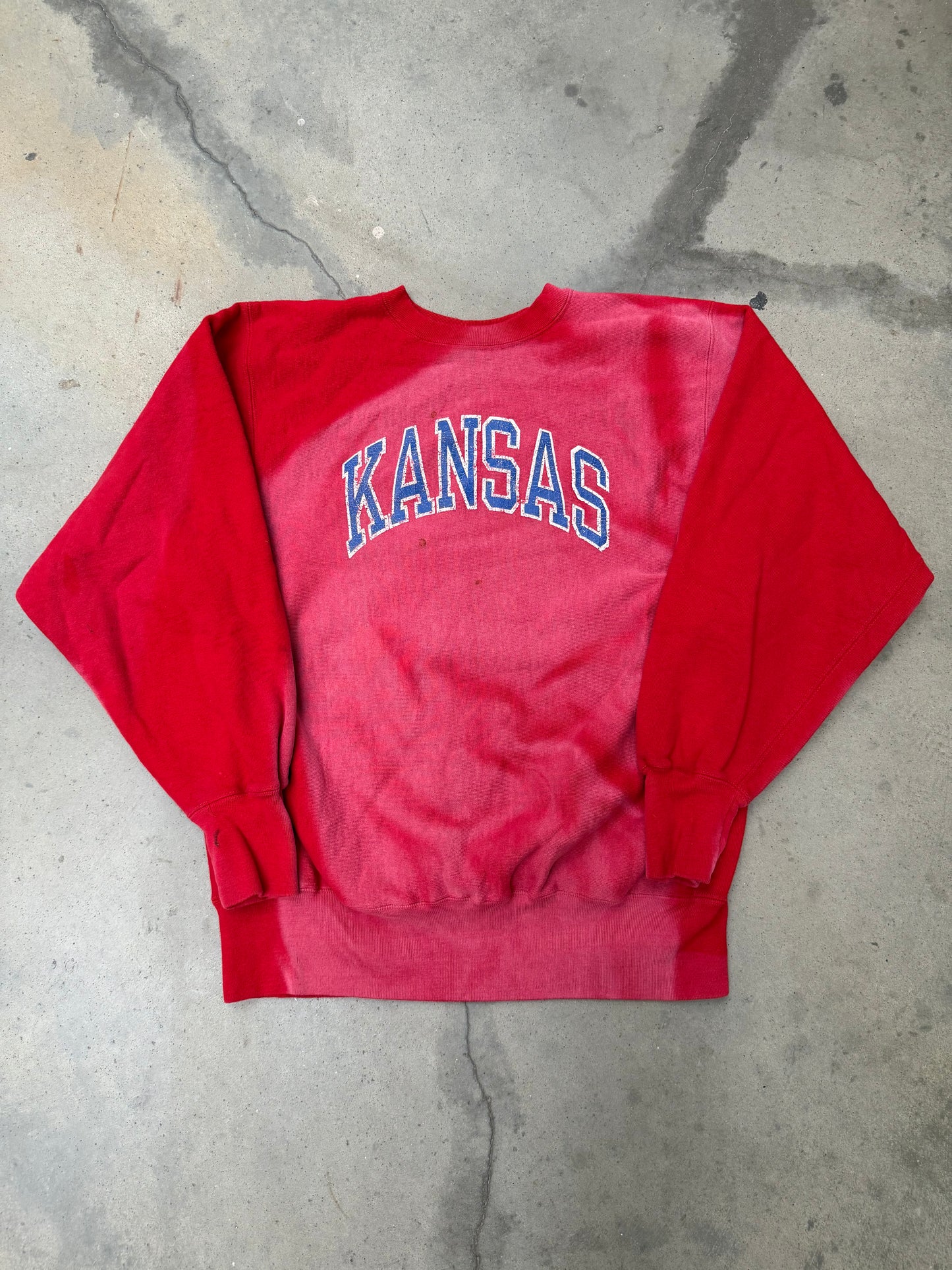 1980s Sun Faded Kansas Champion Reverse Weave Sweatshirt - XL