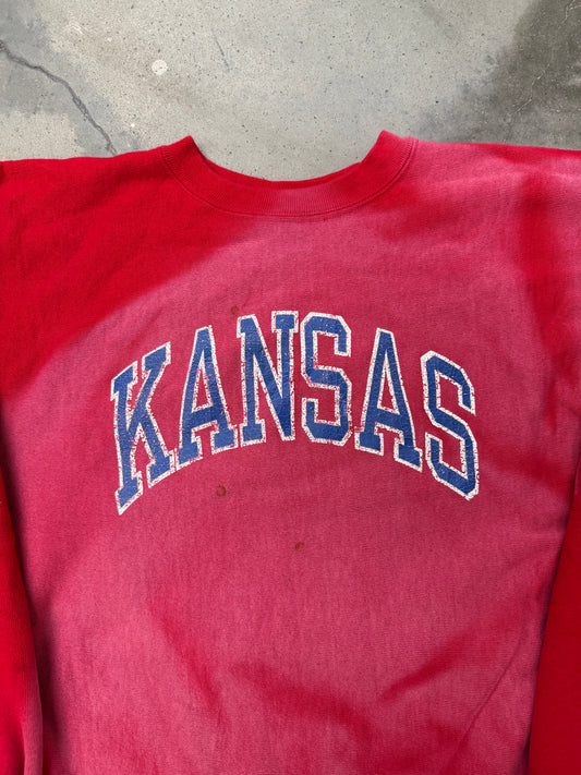 1980s Sun Faded Kansas Champion Reverse Weave Sweatshirt - XL