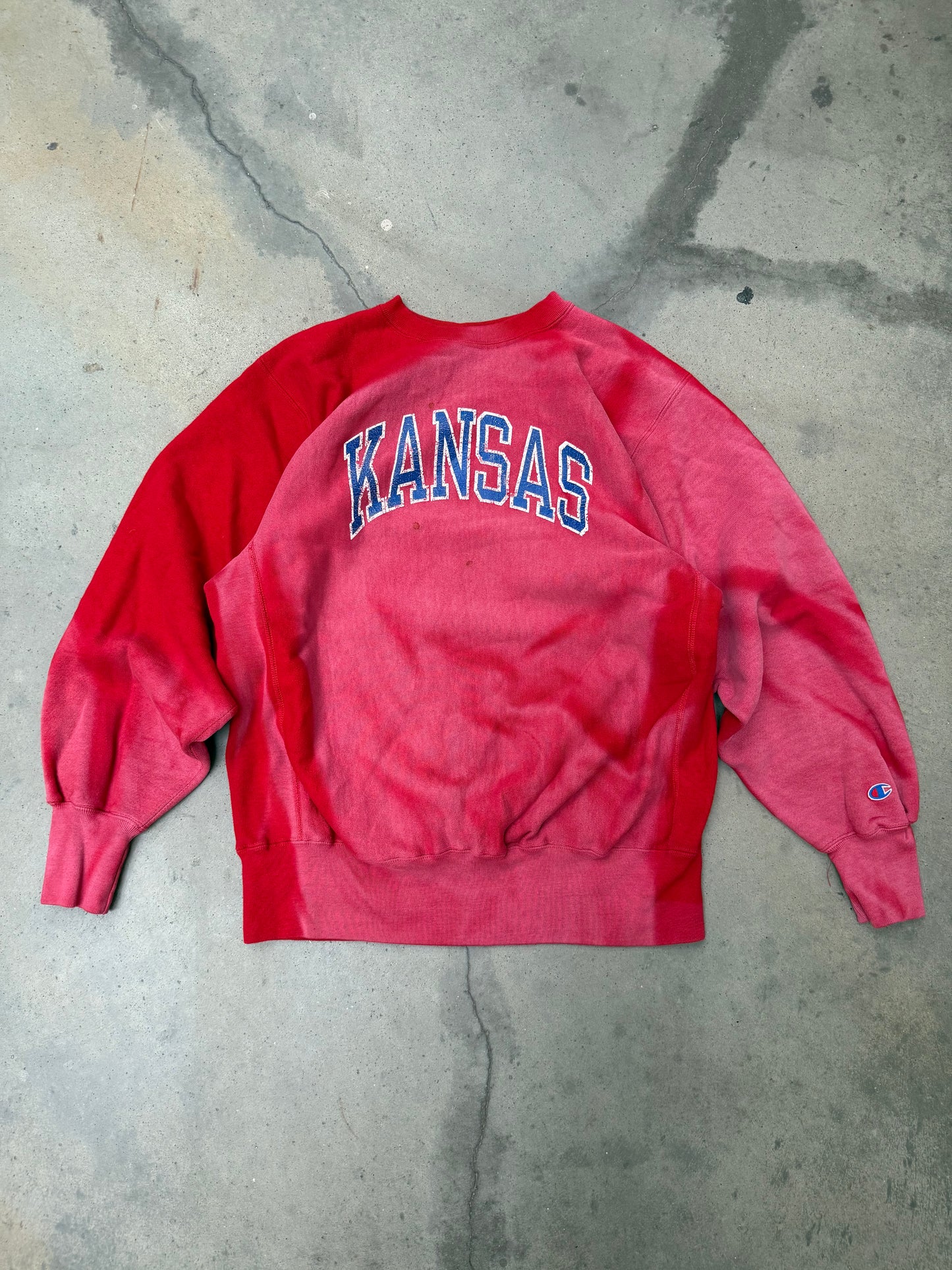 1980s Sun Faded Kansas Champion Reverse Weave Sweatshirt - XL
