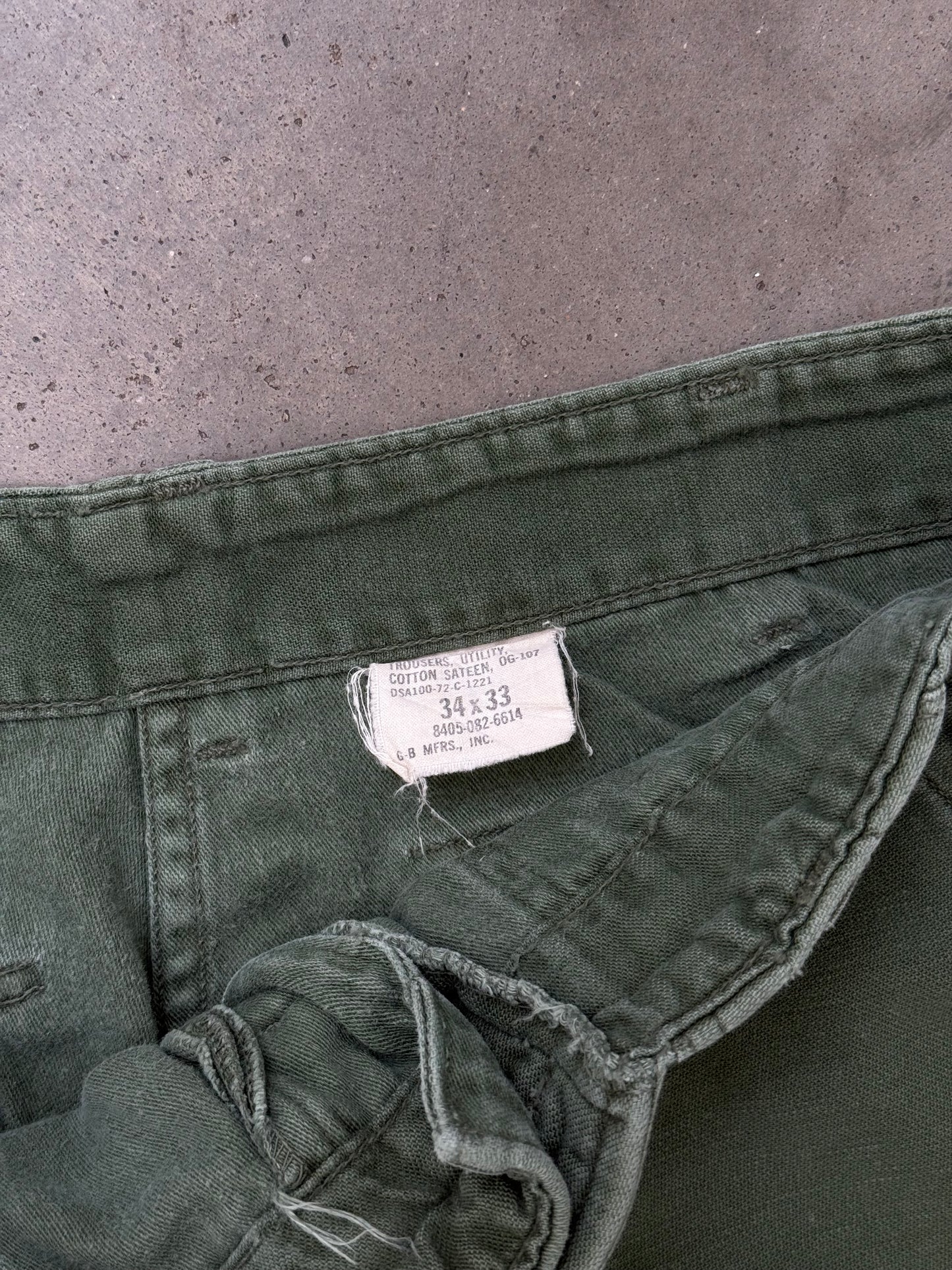 1970s OG107 Military Fatigue Pants - 30X31