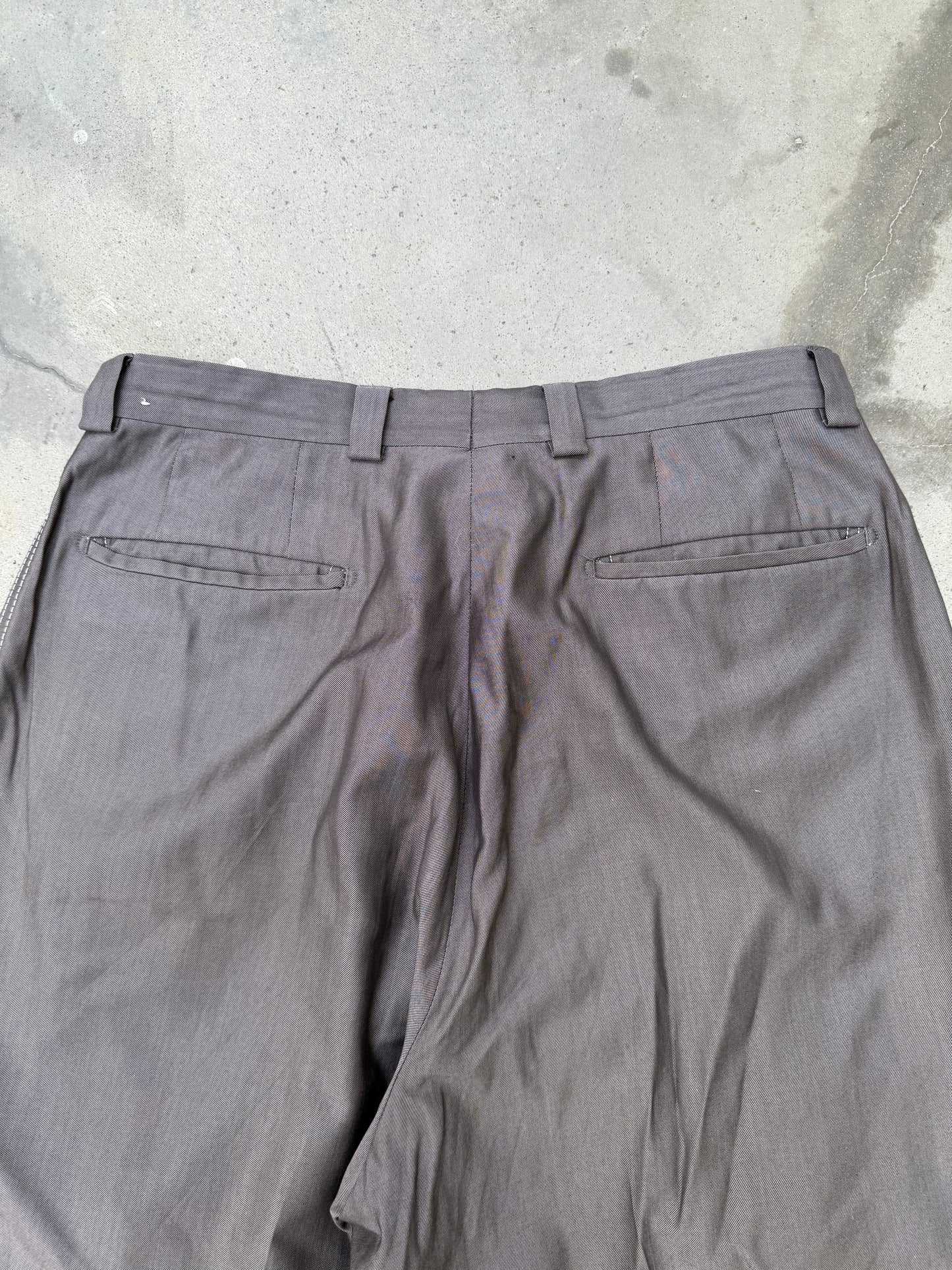 1980s Grey Wide Leg Chinese Pleated Trousers - 30X28