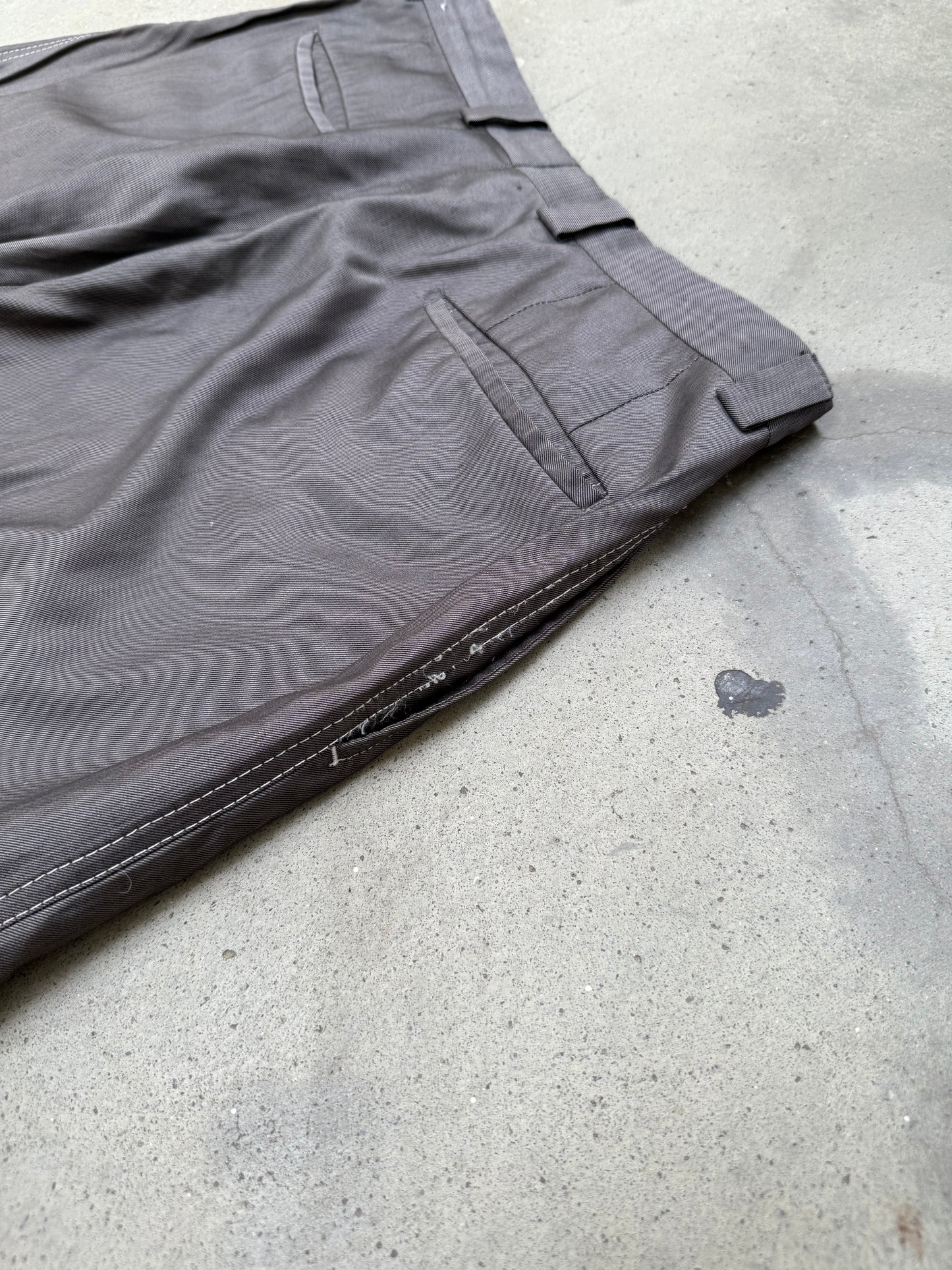 1980s Grey Wide Leg Chinese Pleated Trousers - 30X28
